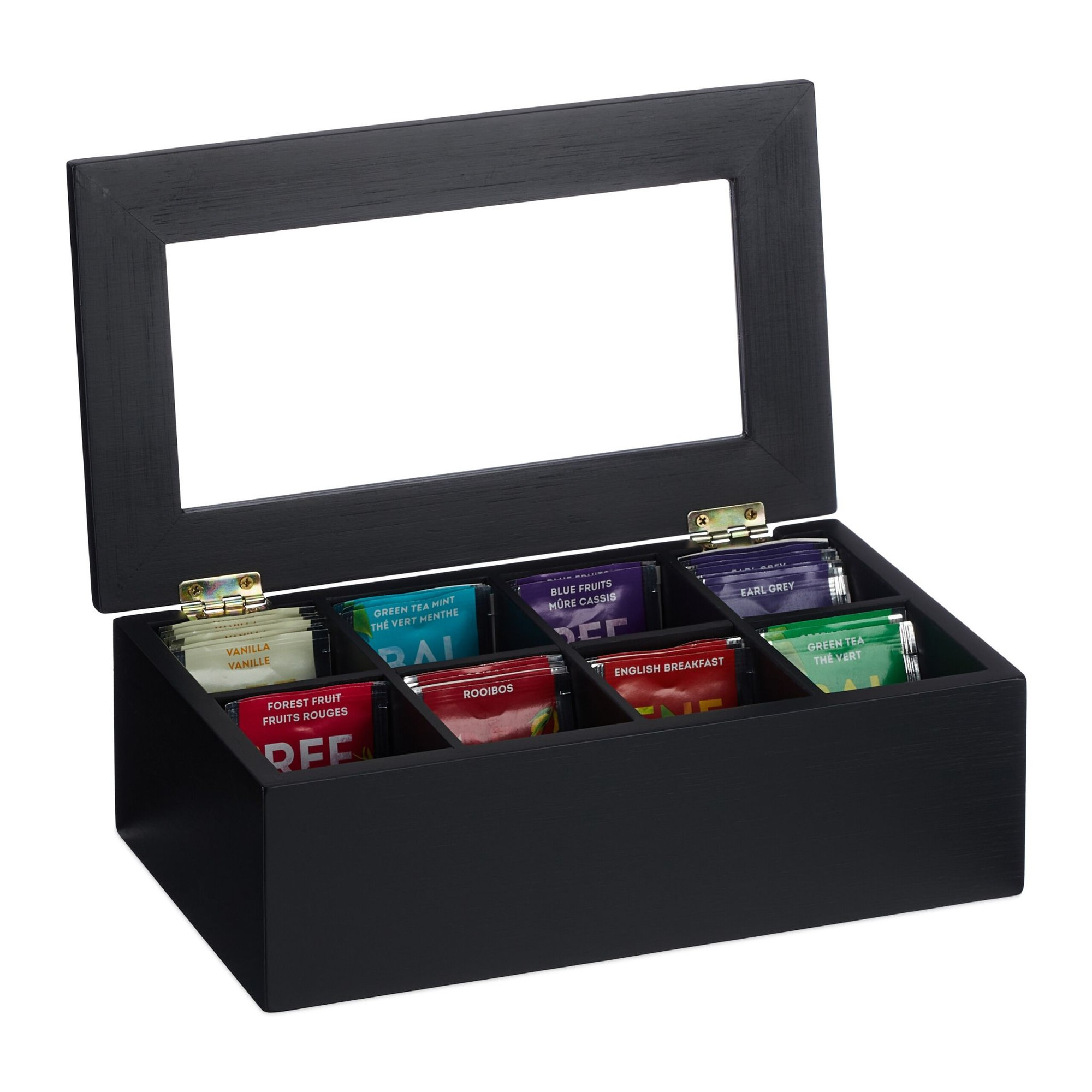 Boîte à thé noir à 8 compartiments