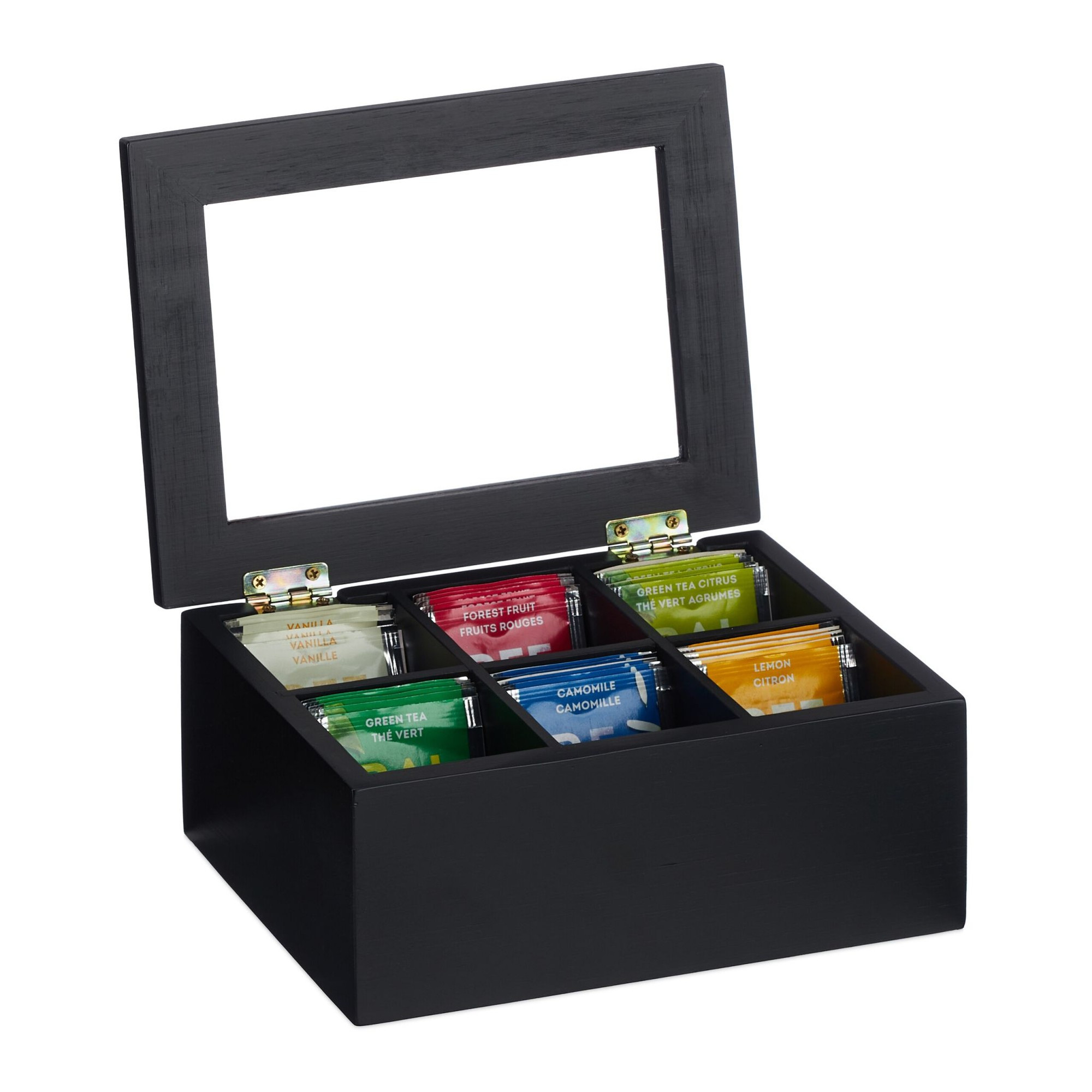 Boîte à thé noir à 6 compartiments