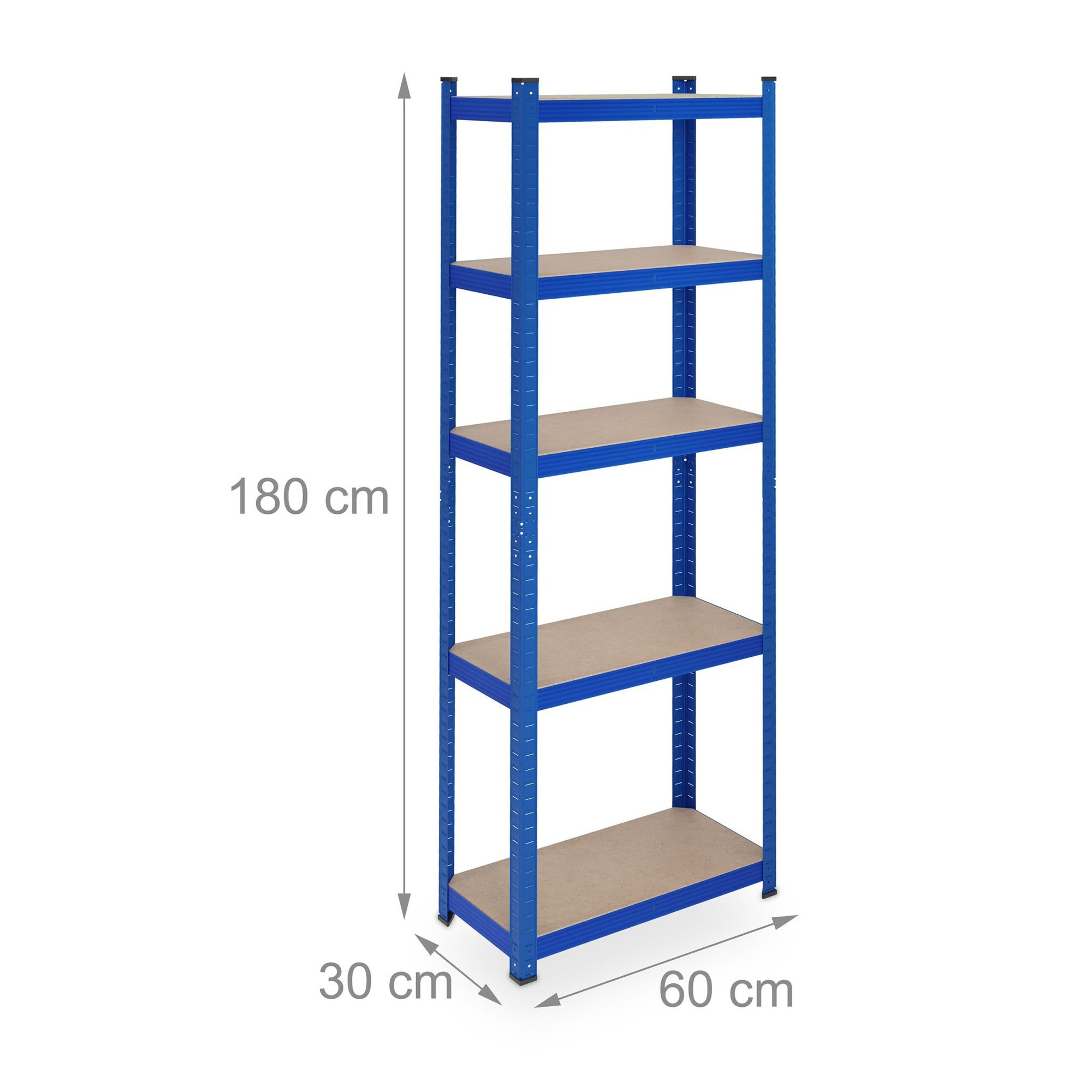 Scaffali robusti blu con 5 livelli