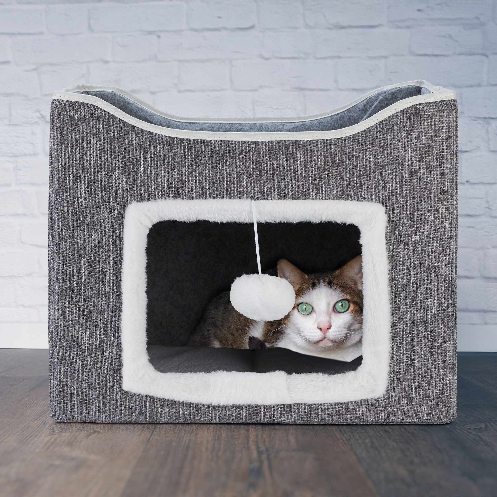 Collapsible cat pit in grey