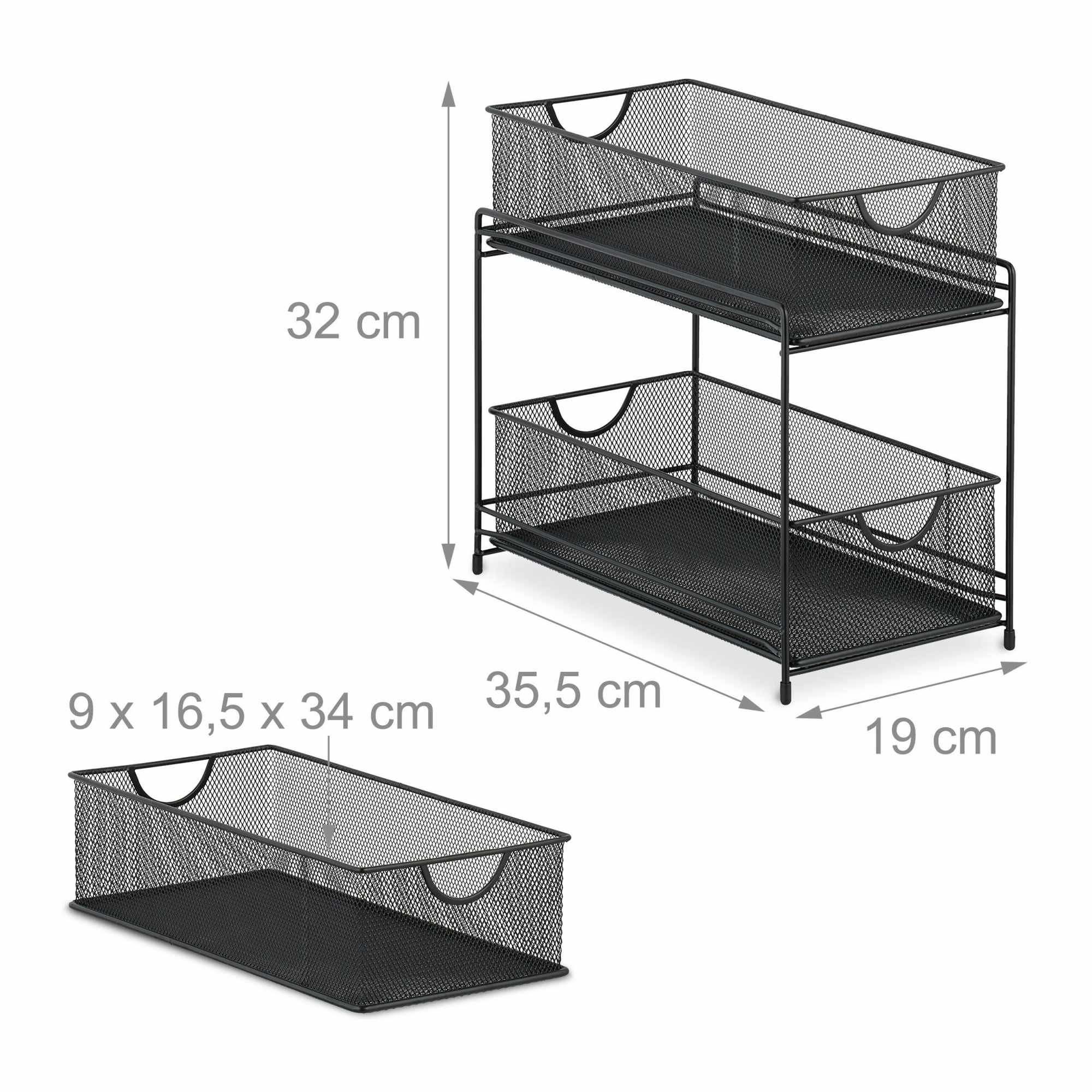 Kitchen organization with 2 pull-out baskets