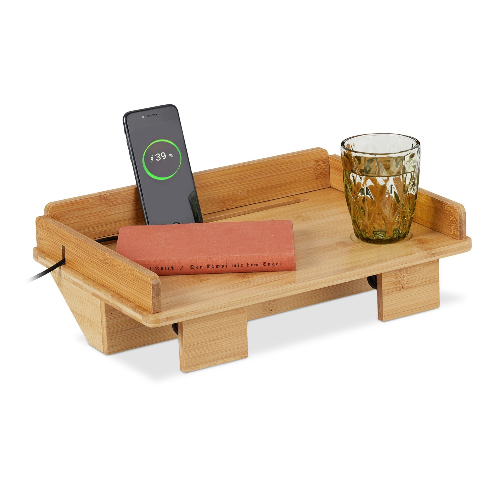 Bamboe bedlade met tablethouder