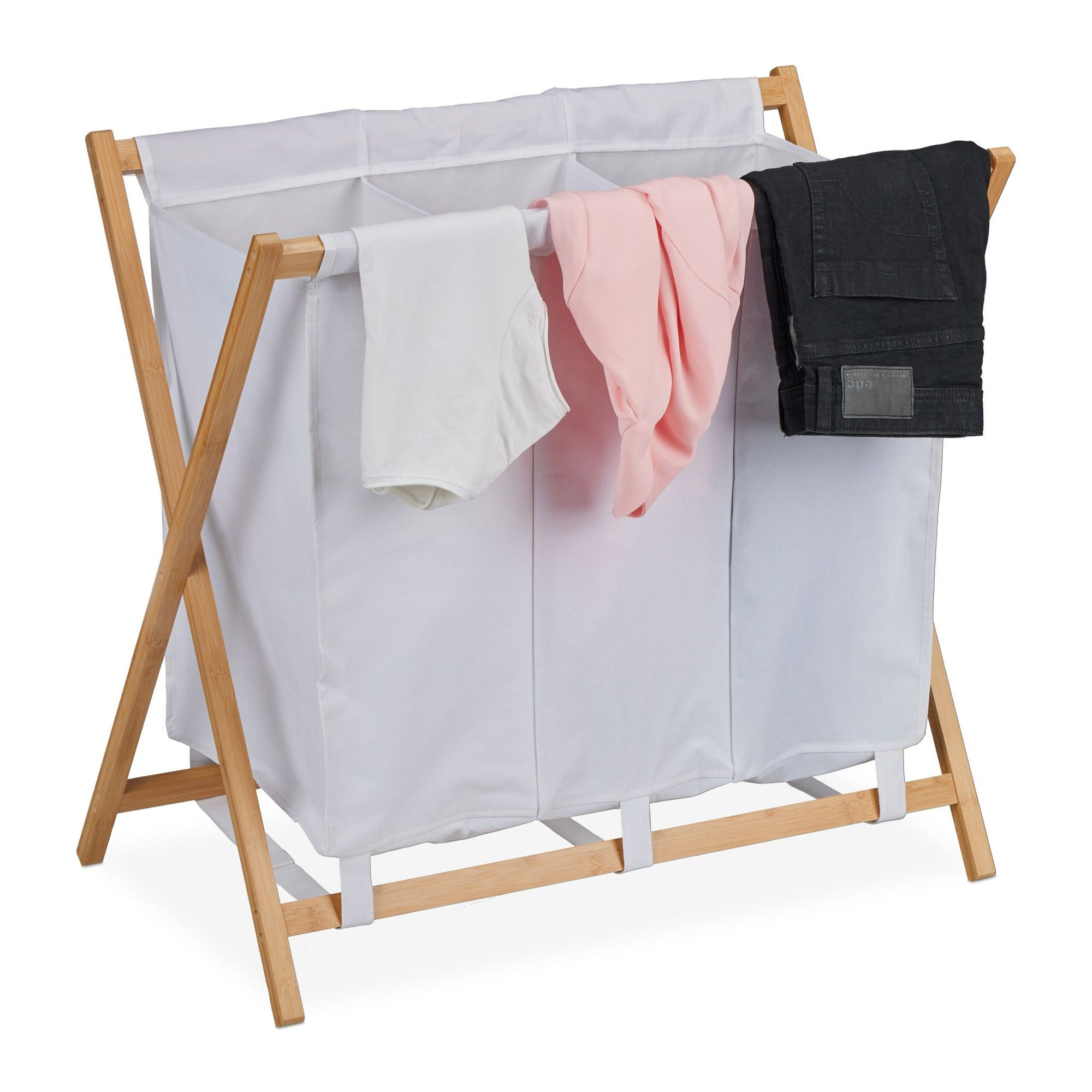 Panier à linge pliable à 3 compartiments