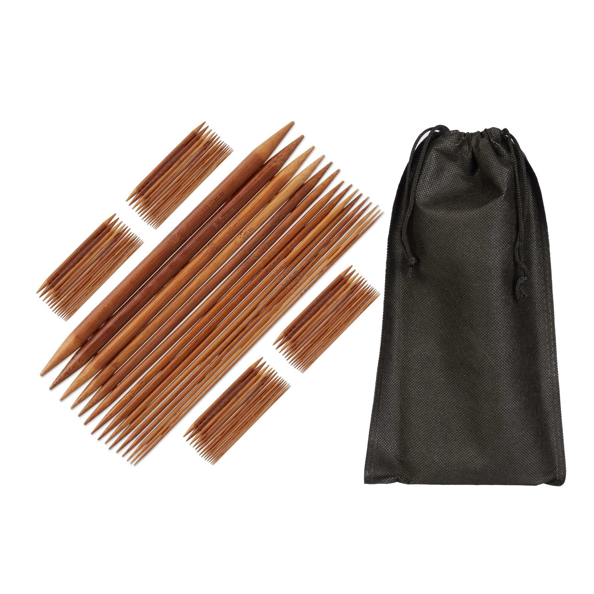 Conjunto de agulhas de bambu com 75 peças e bolsa