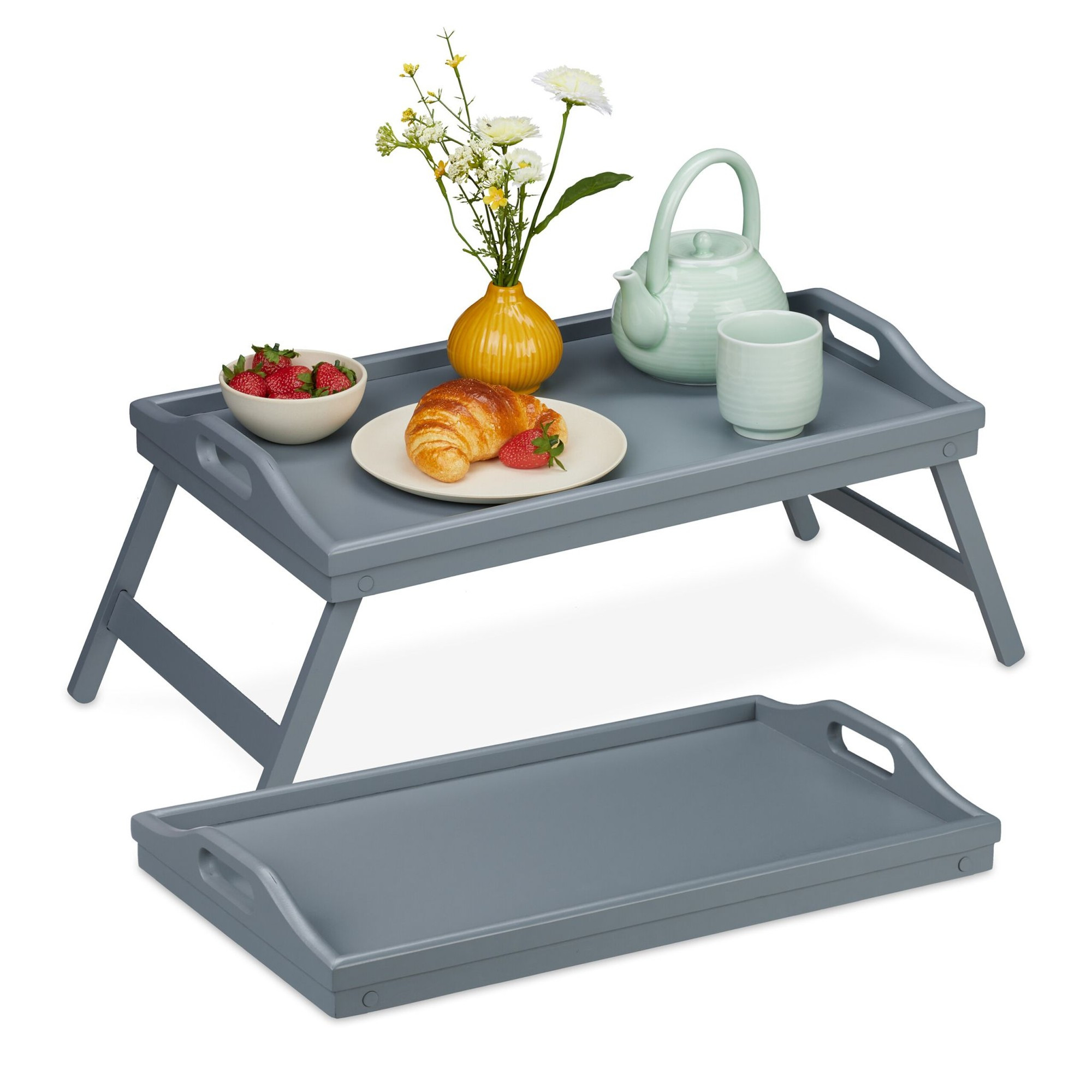 Vassoio da letto grigio - set da 2