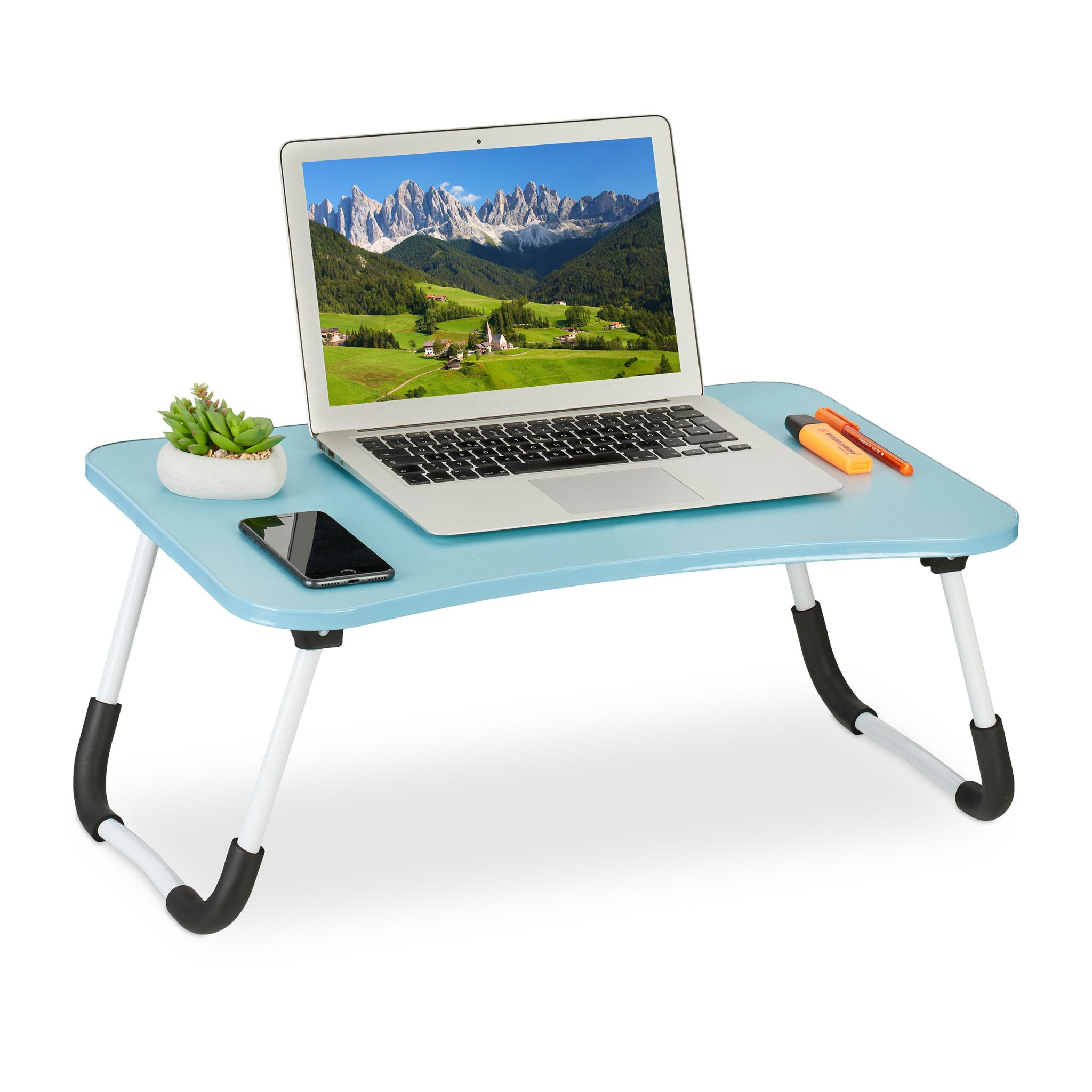 Table d'ordinateur portable bleu clair