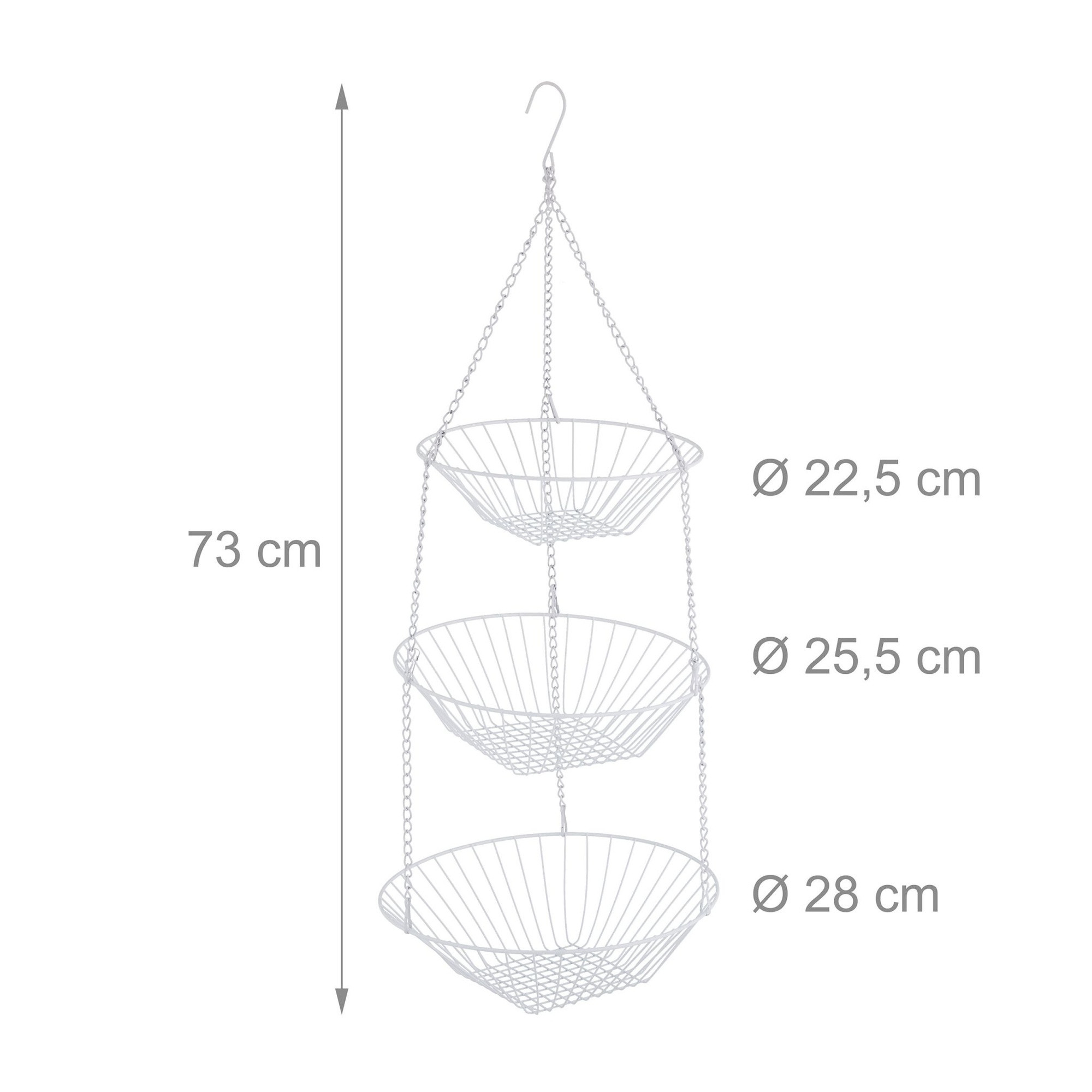 Hanging fruit basket in white