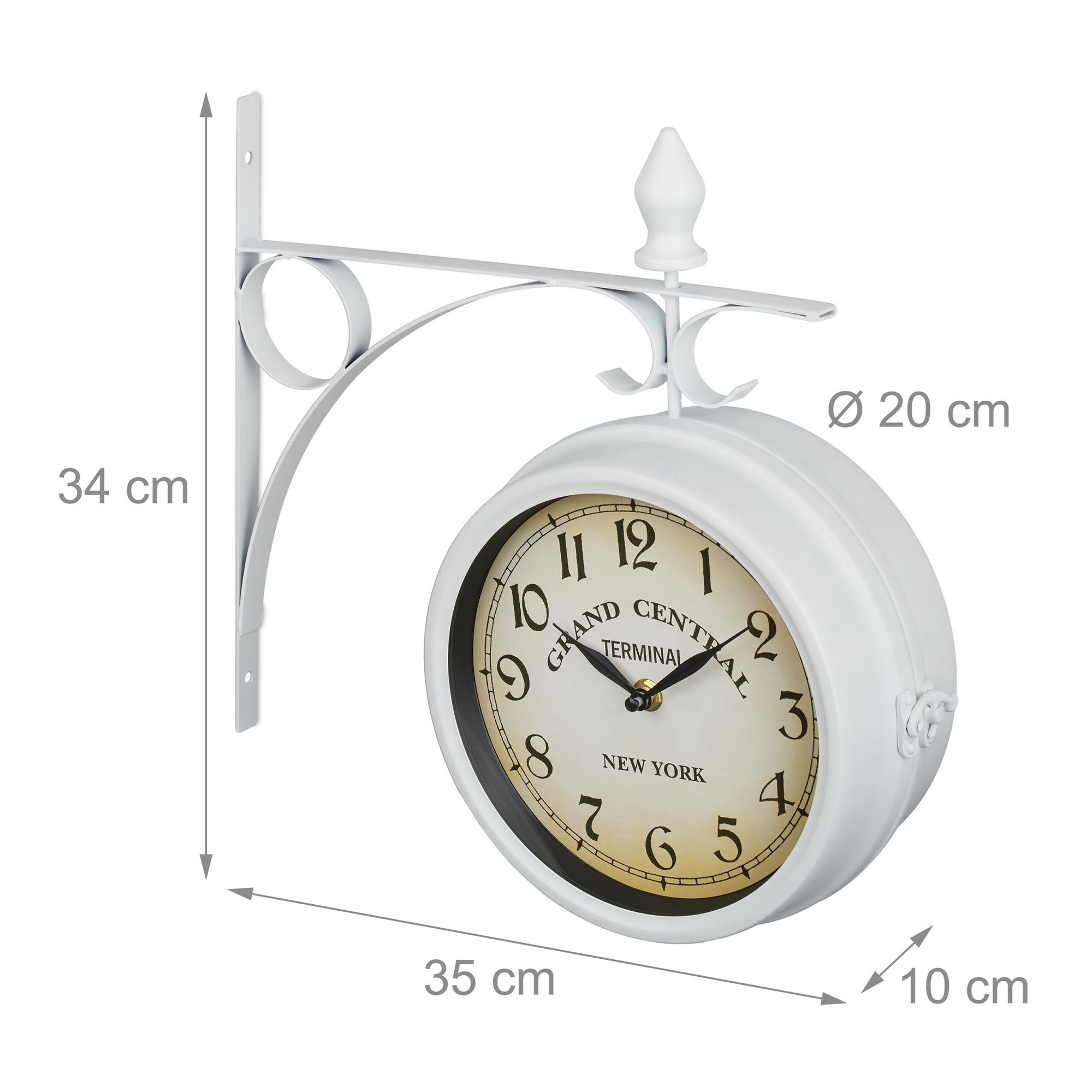 Station clock double-sided in white