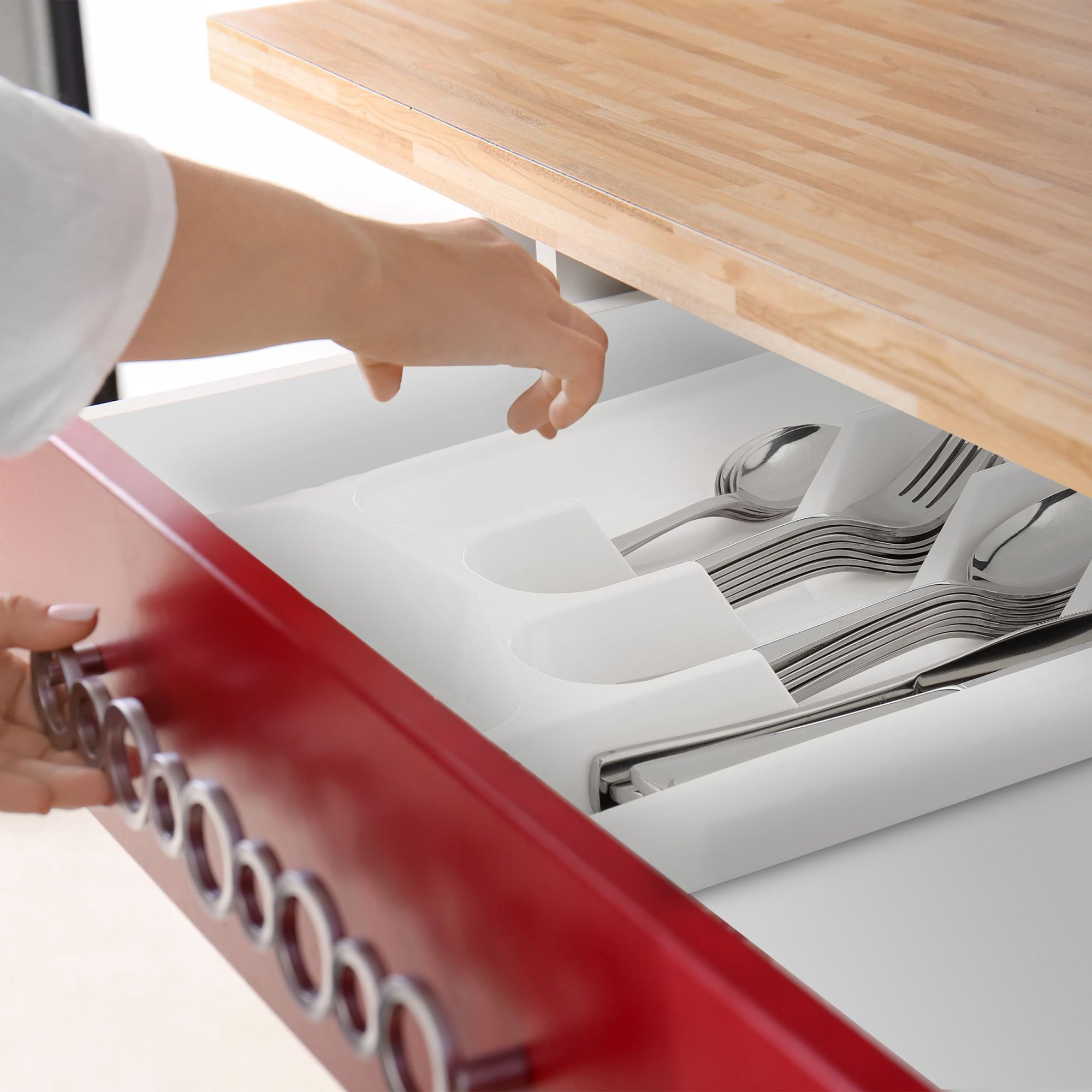 Weißer Besteckkasten 2er-Set