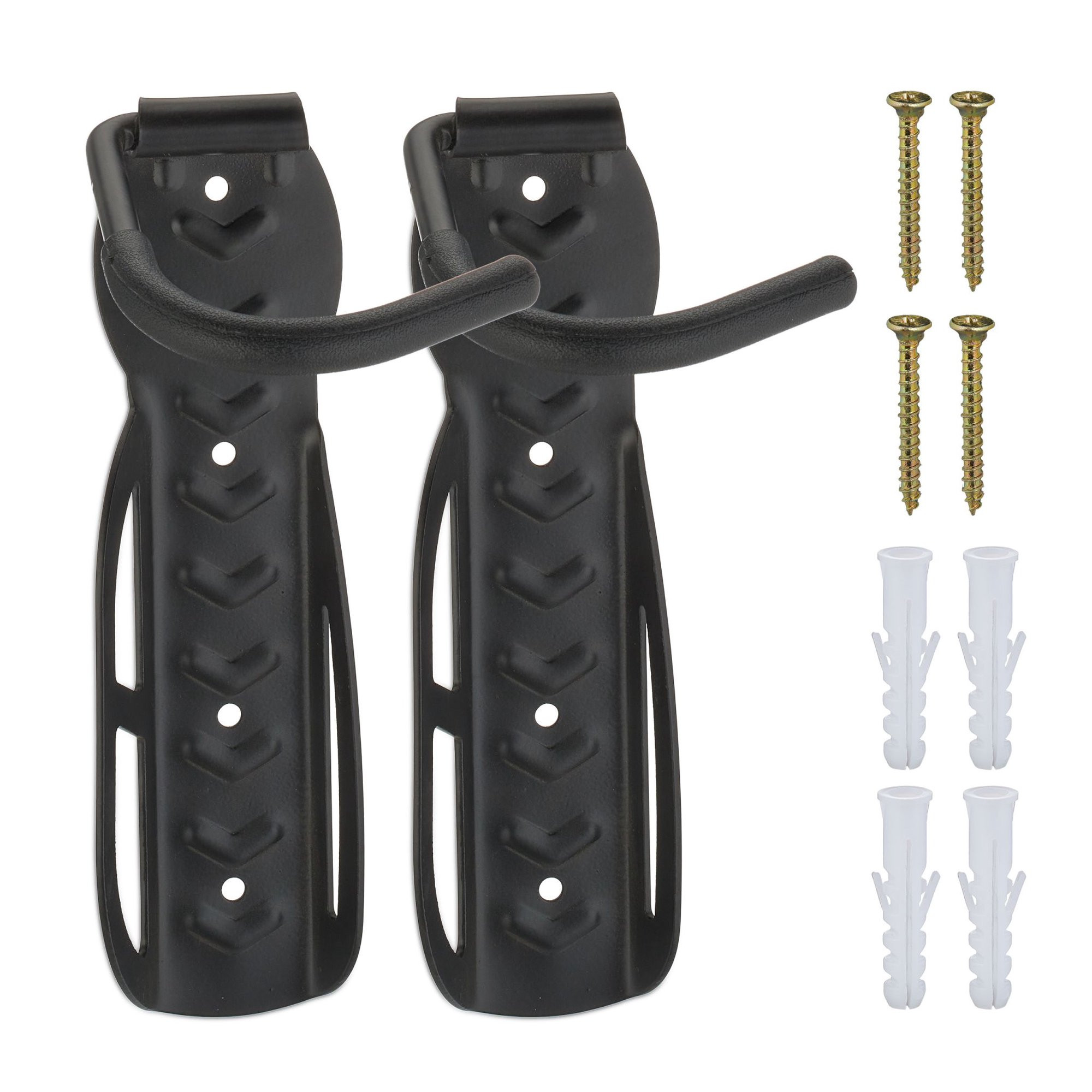 Supporto da parete nero per biciclette - 2 pezzi