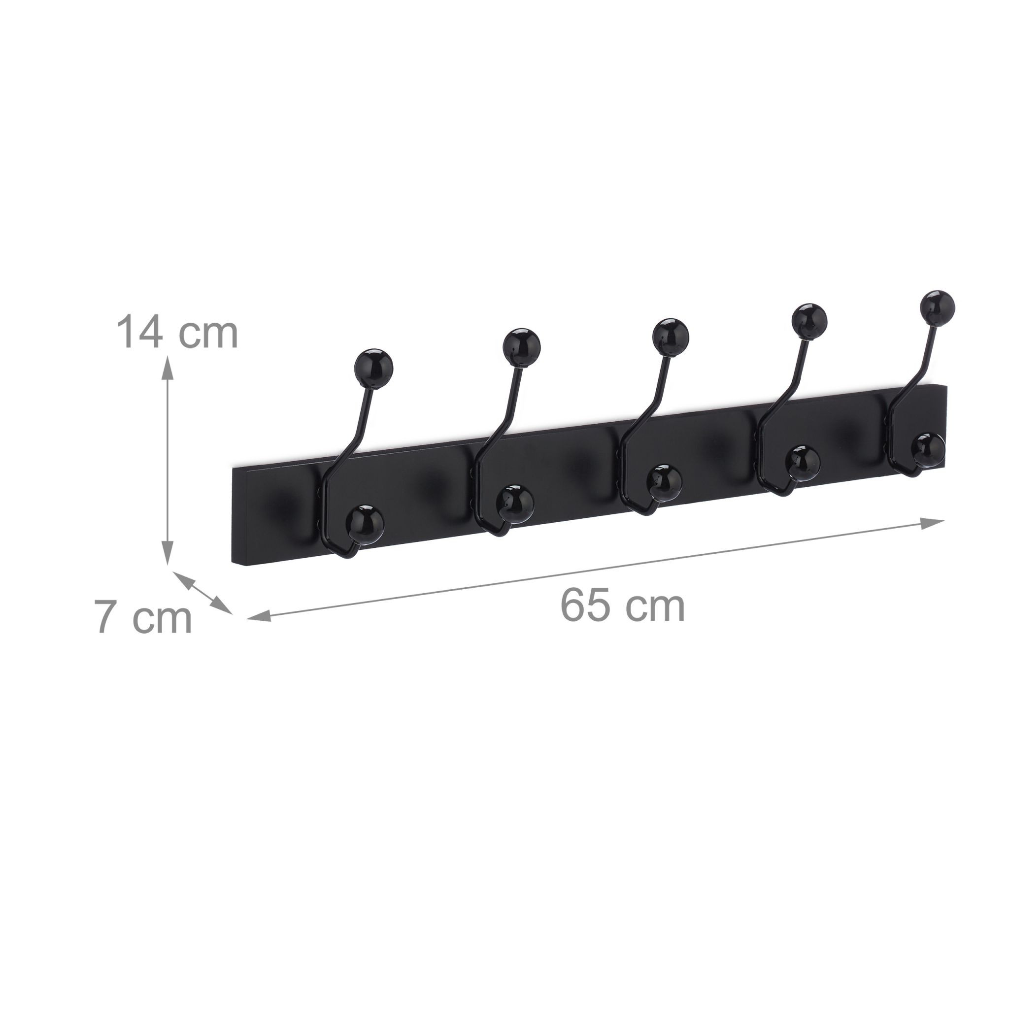 Black coat hanger with 5 hooks