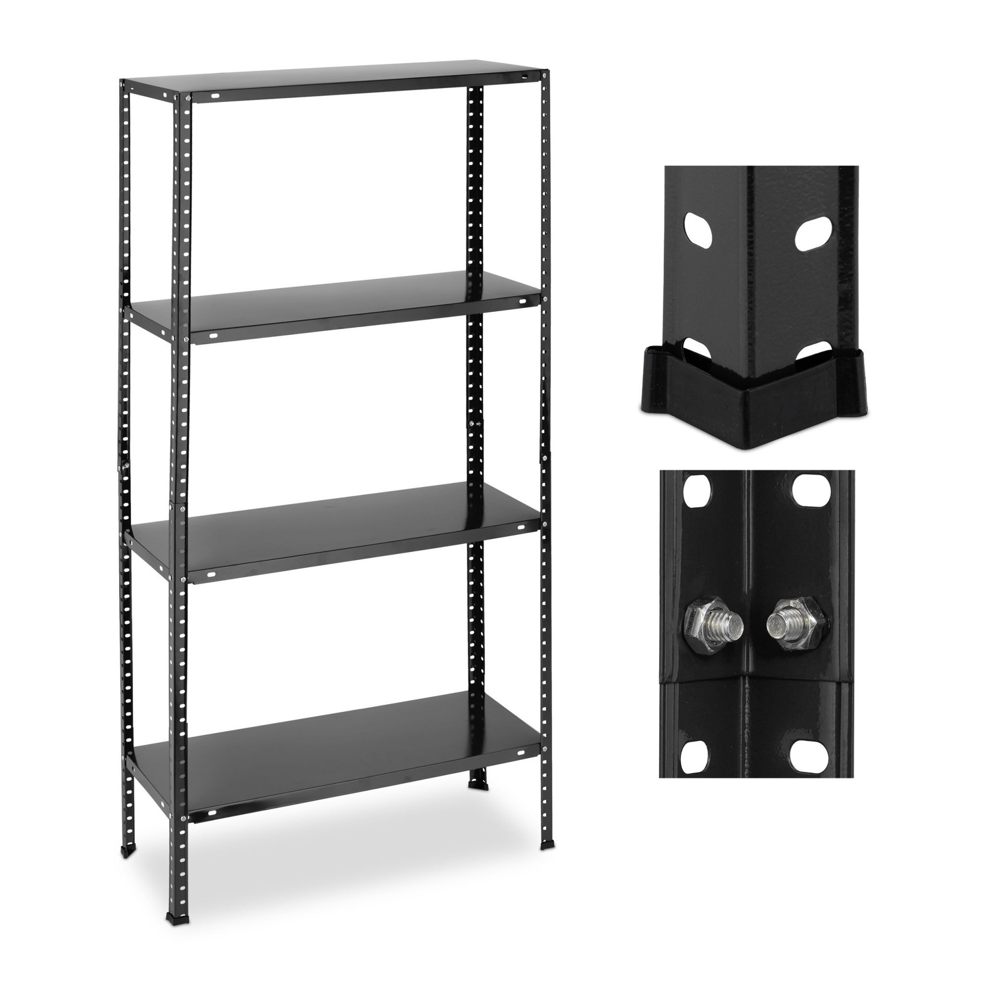 Scaffali robusti neri con 4 livelli