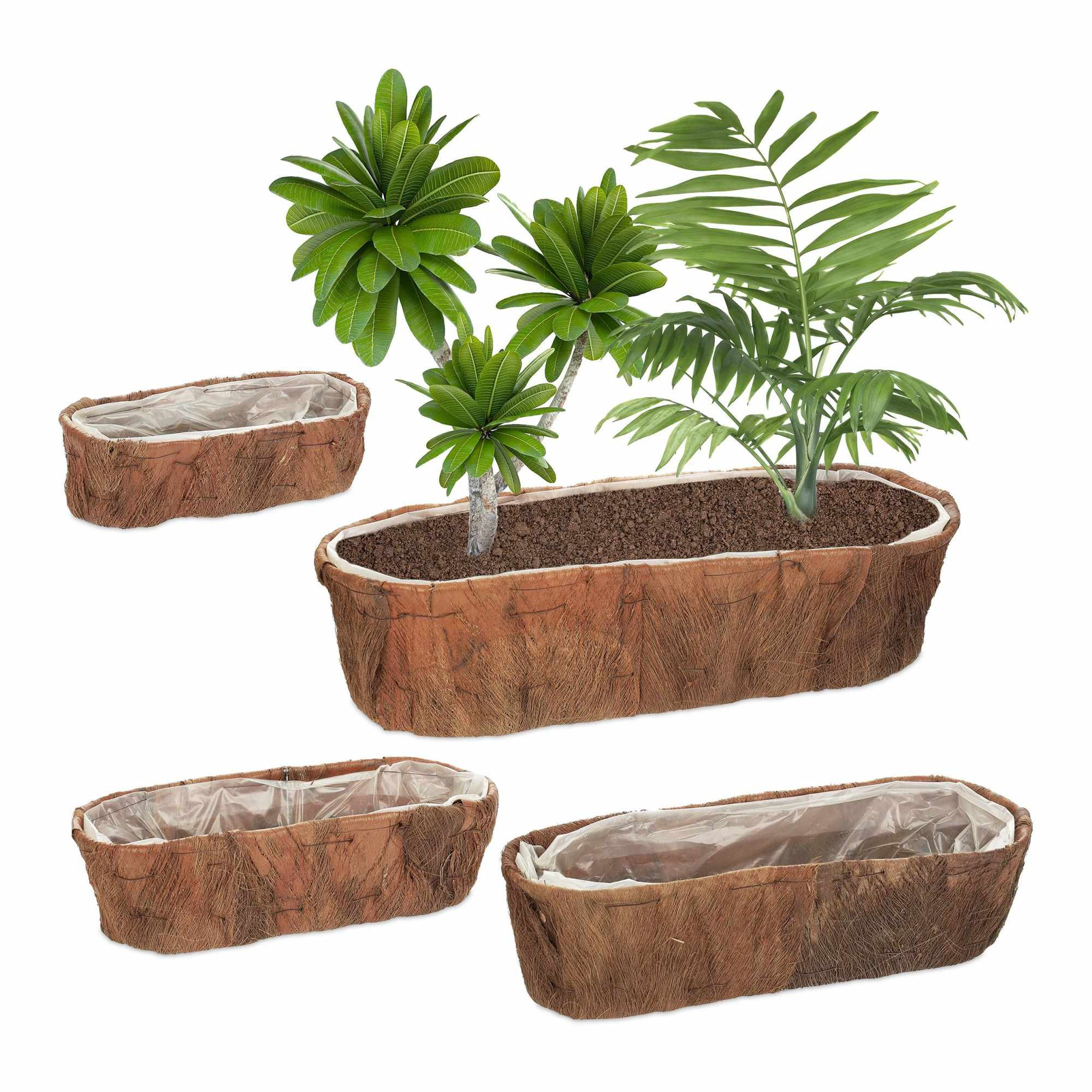 Langwerpige bloembak Set van 4