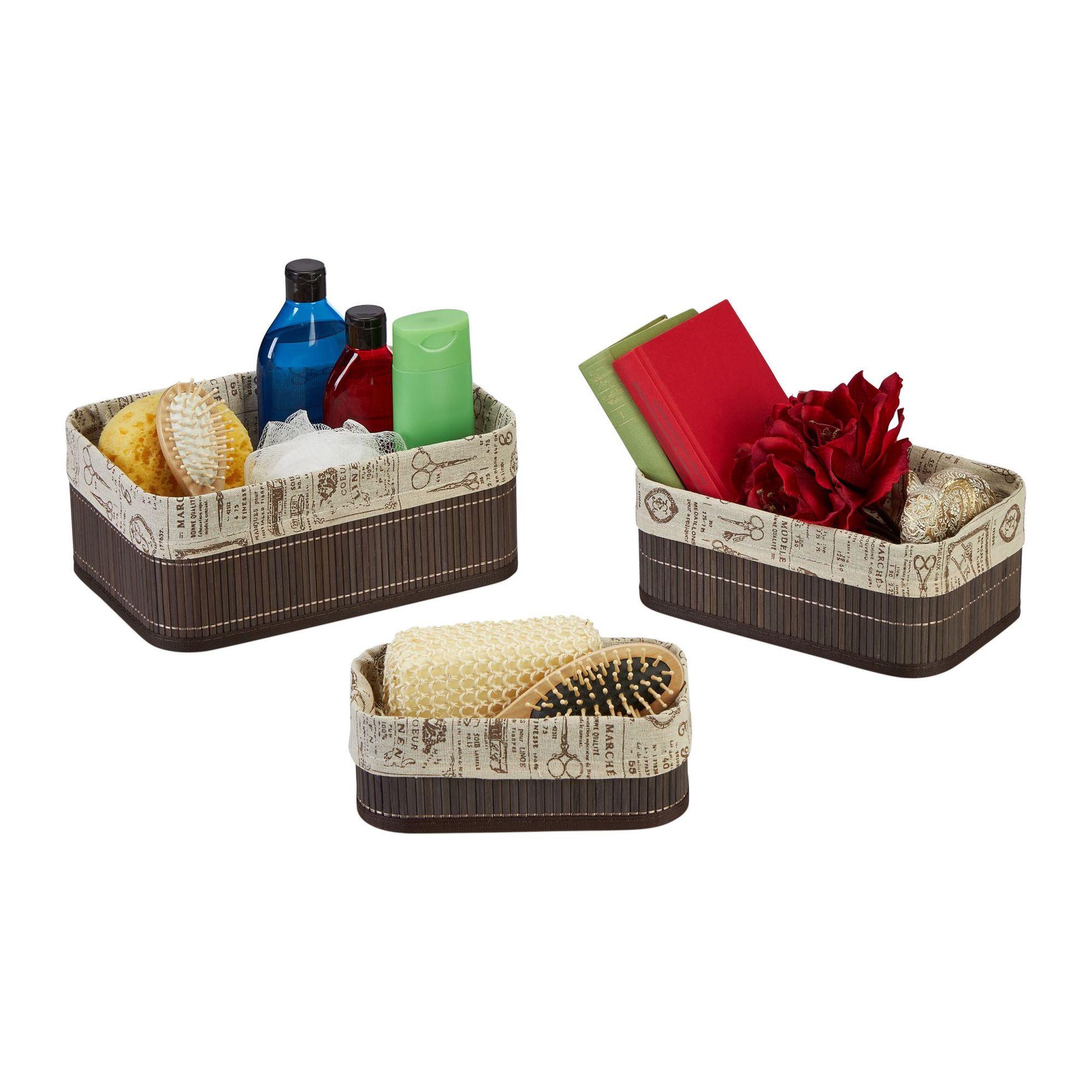 Bamboe opbergmand - set van 3