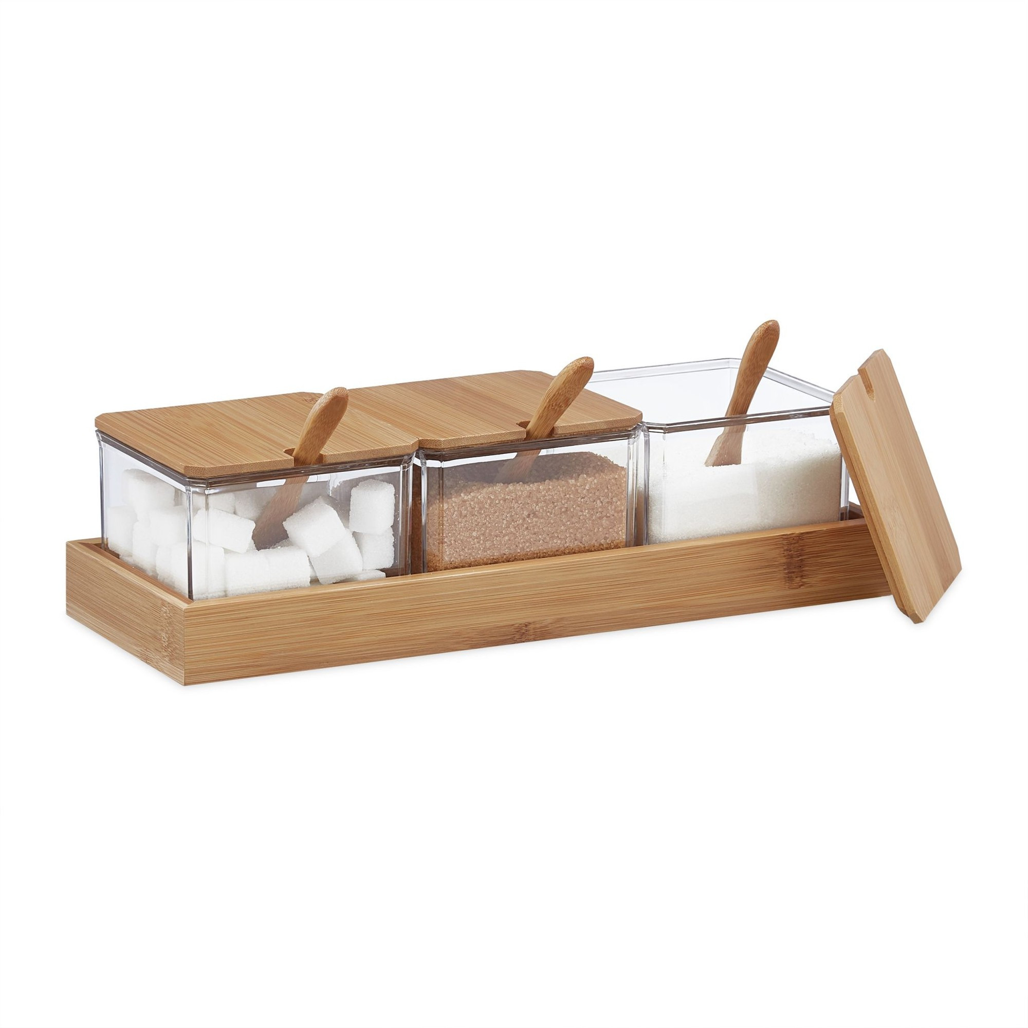 Recipiente para temperos com colher e tampa