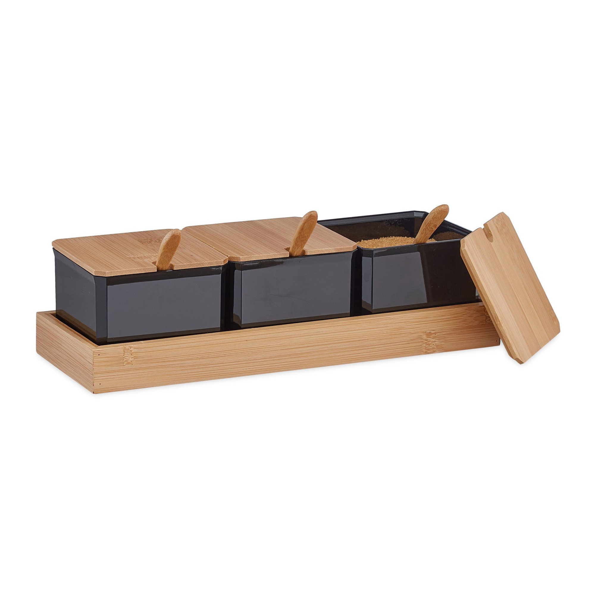 Recipiente para temperos com colher e tampa