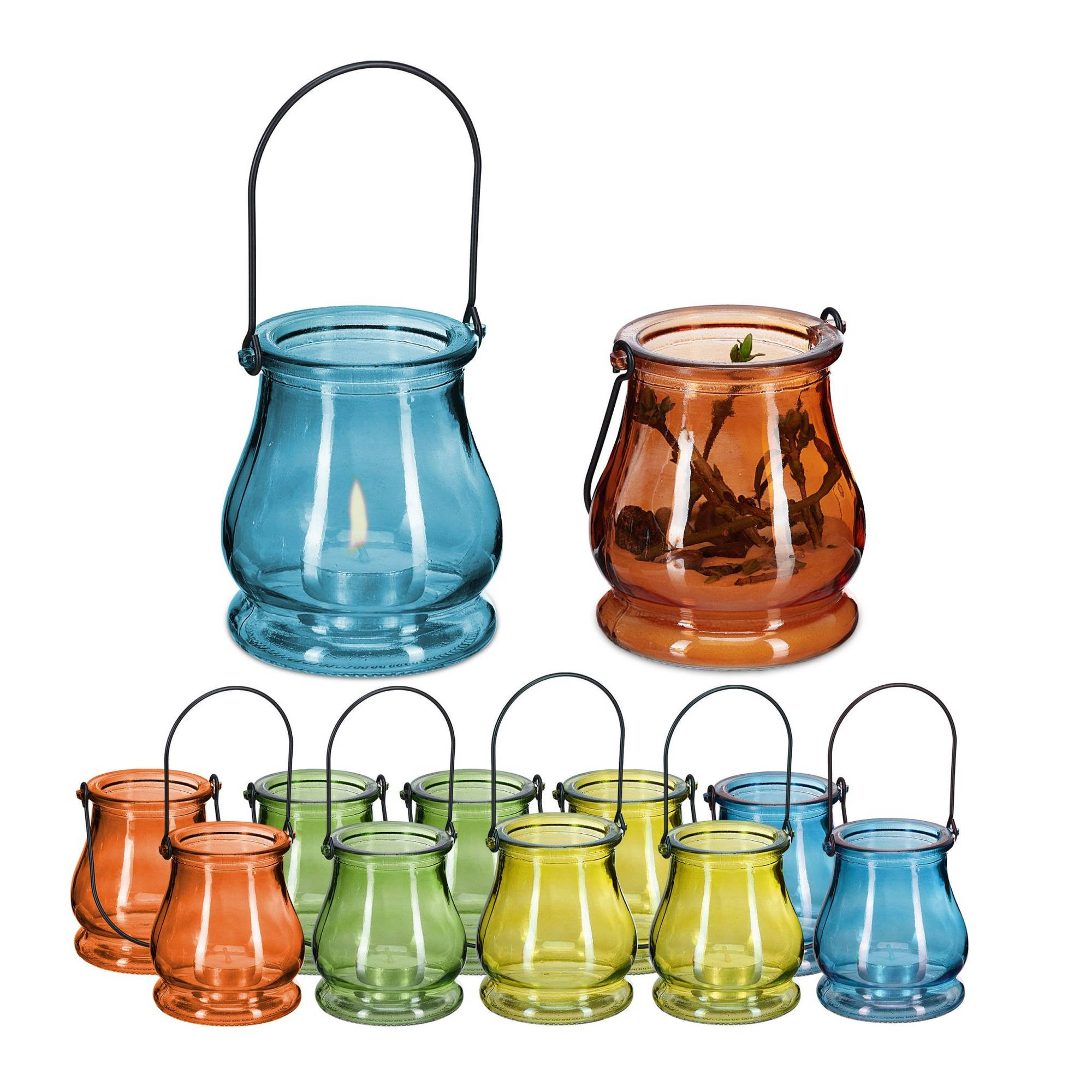 Glaslaterne bunt 12er Set