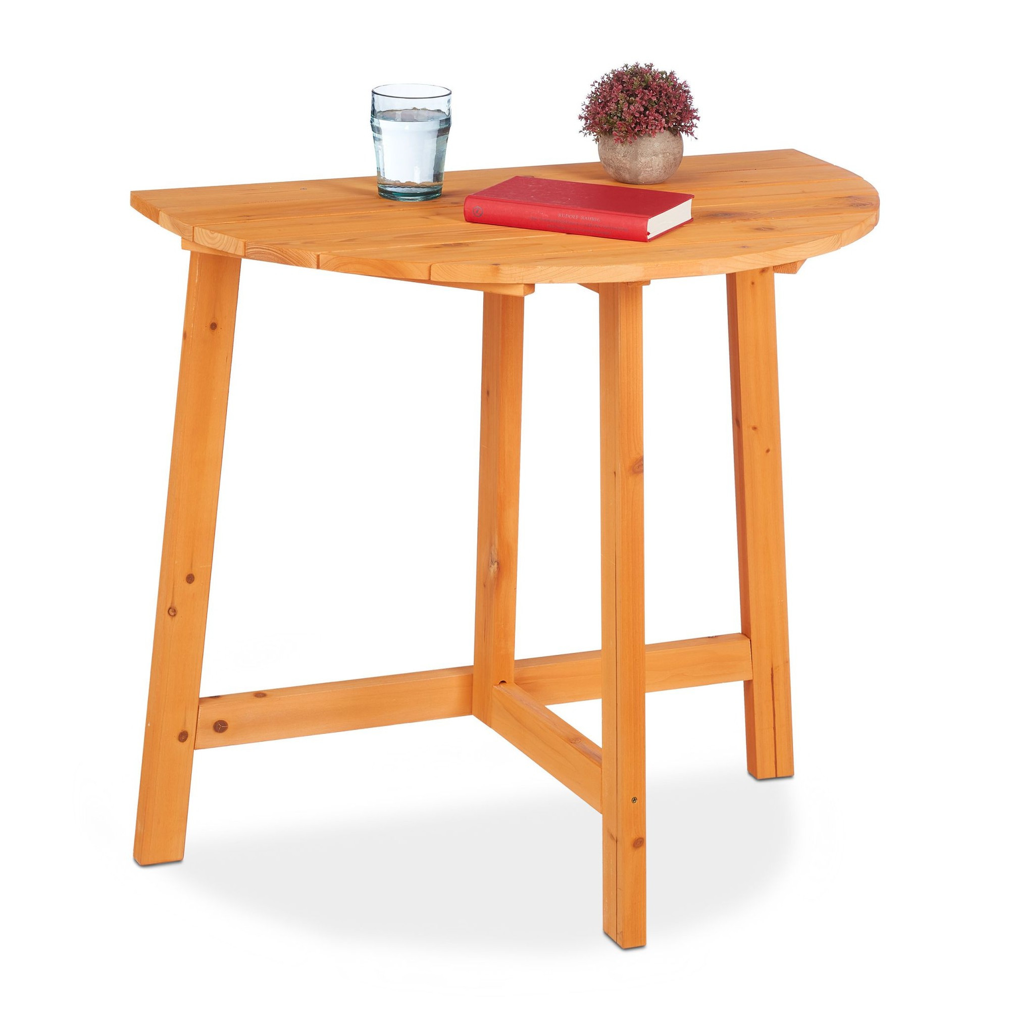 Mesa plegable semicircular de madera