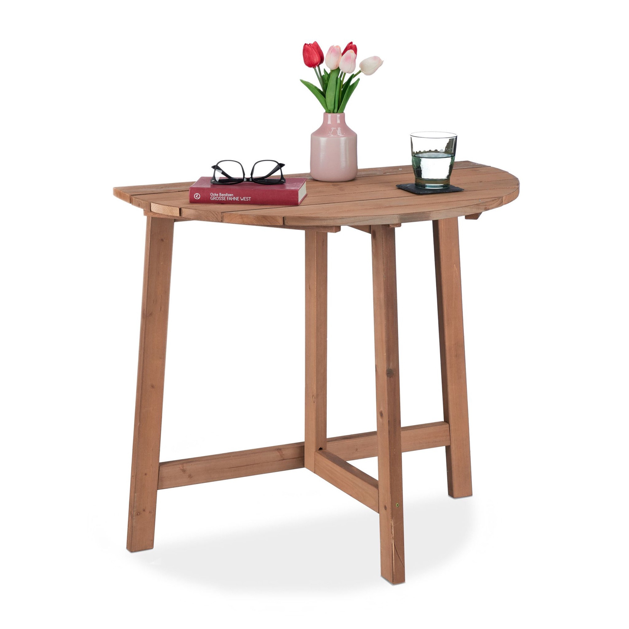 Mesa abatible semicircular de madera marrón
