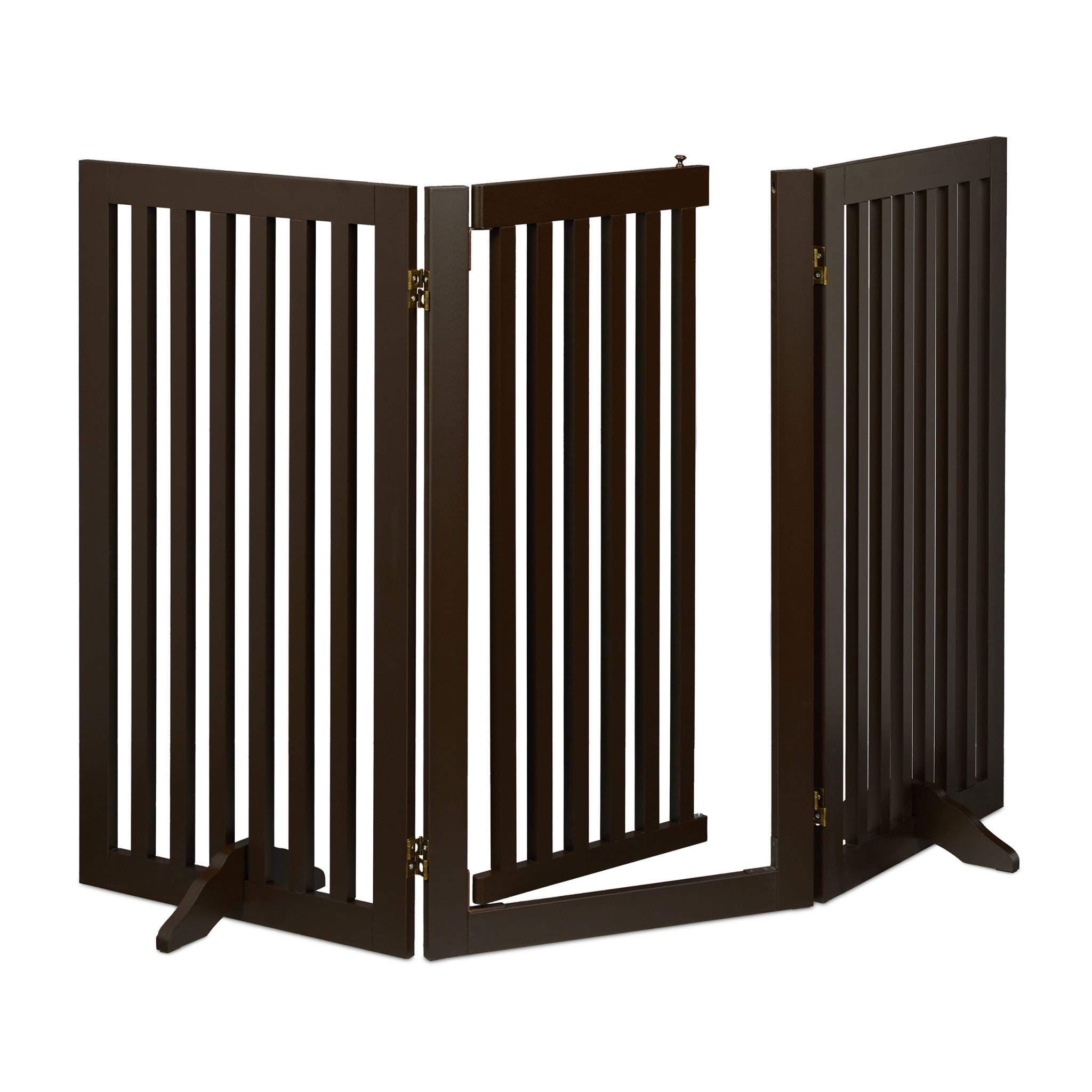 Brown security gate with door 92 cm