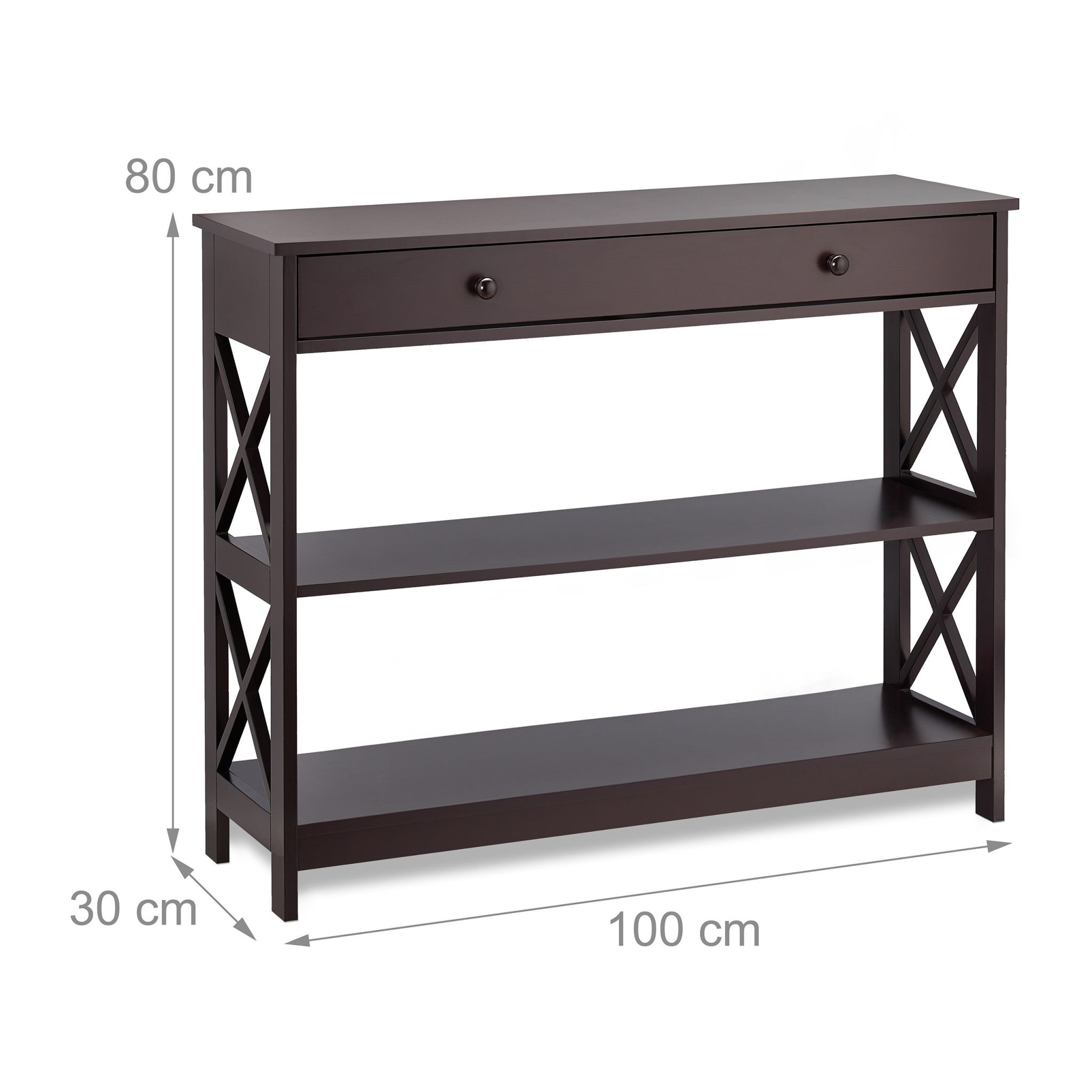 Table console avec tiroir et étagère
