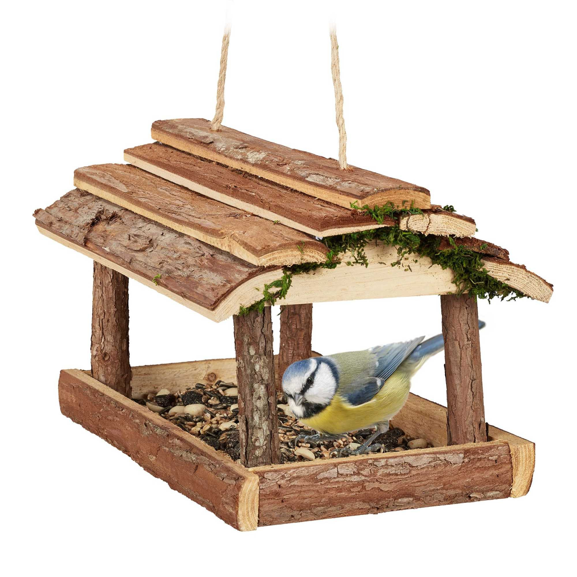 Mangeoire à oiseaux avec écorce