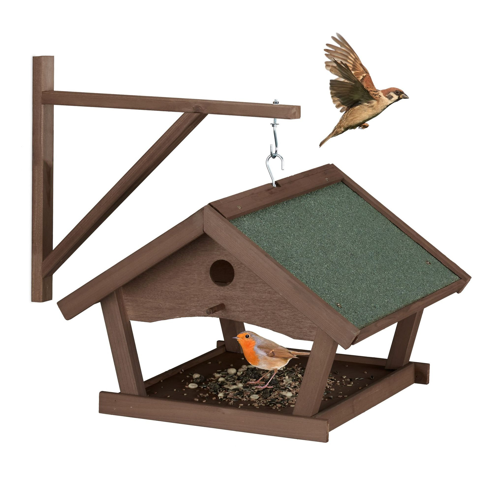 Table à oiseaux murale marron