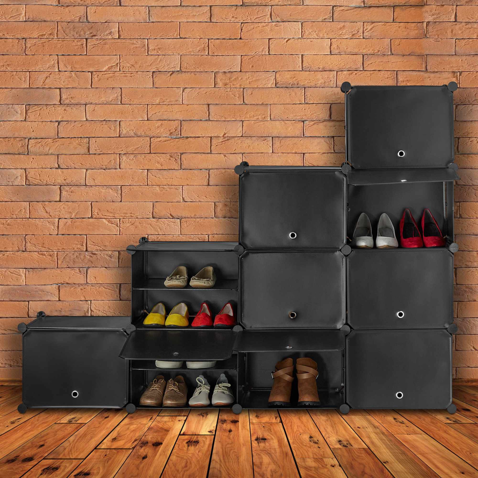 Meuble à chaussures noir avec 24 compartiments