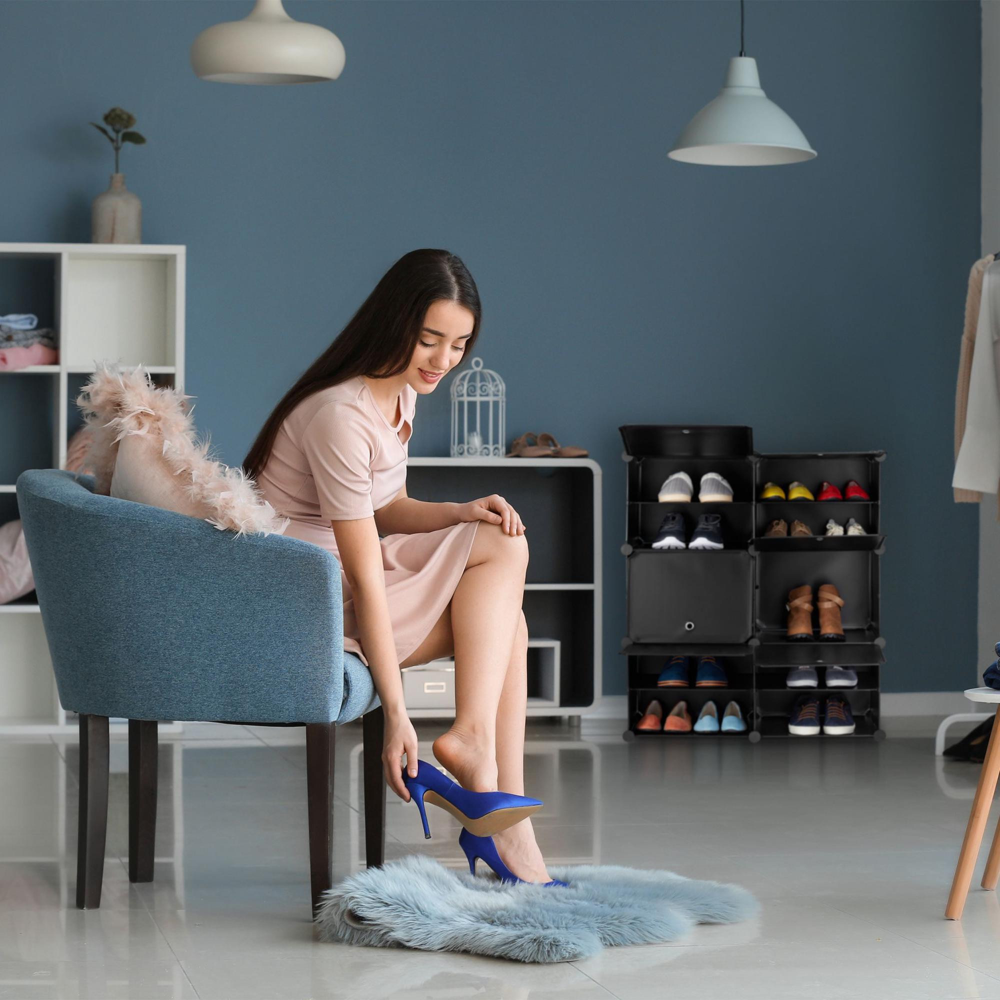 Meuble à chaussures noir avec 12 compartiments