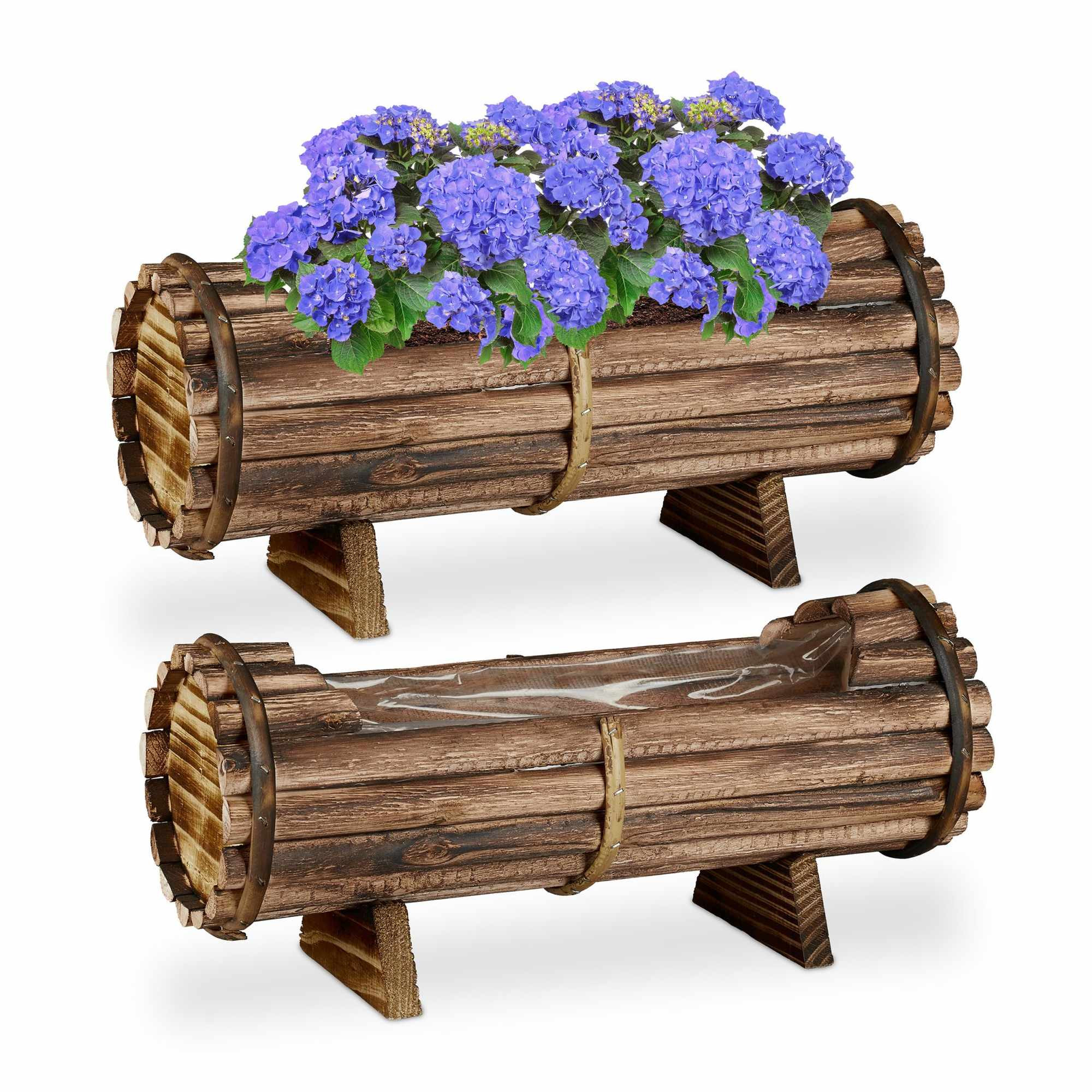 Bloembak Hout Set van 2