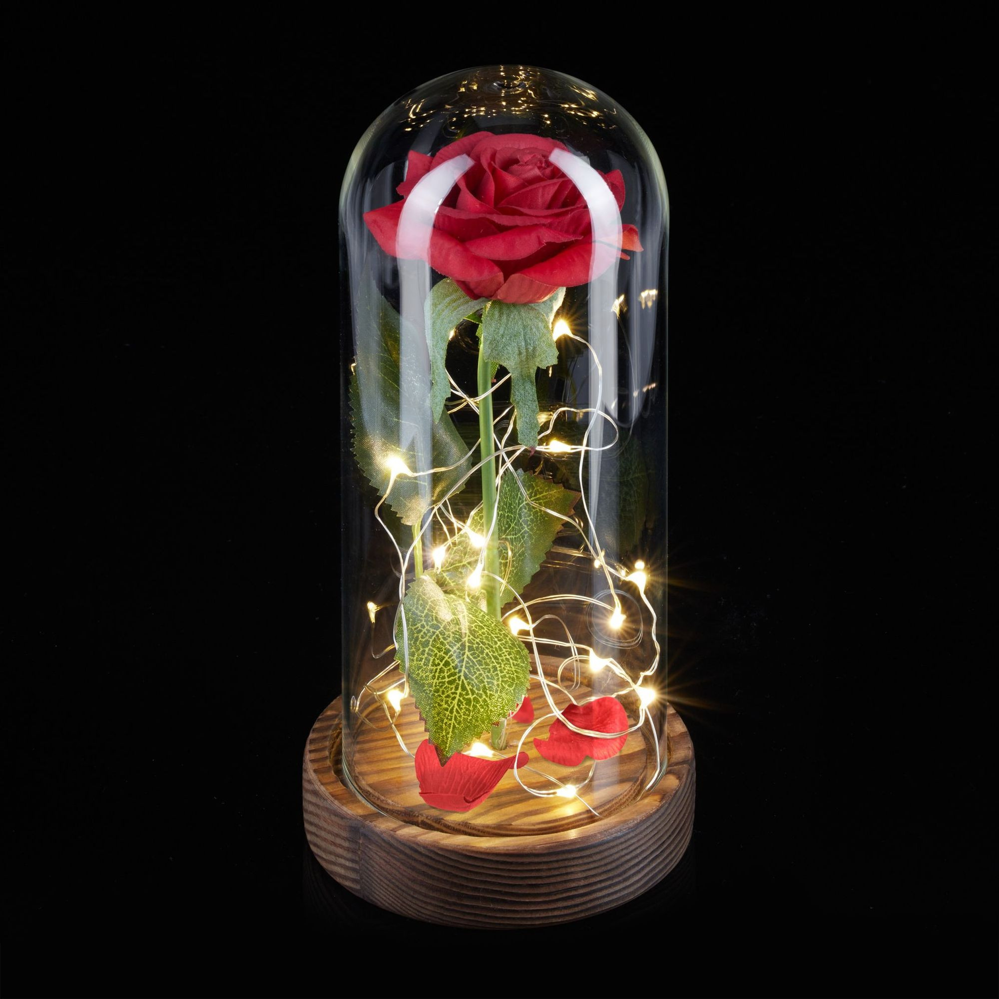 Rosa eterna em vidro com vela