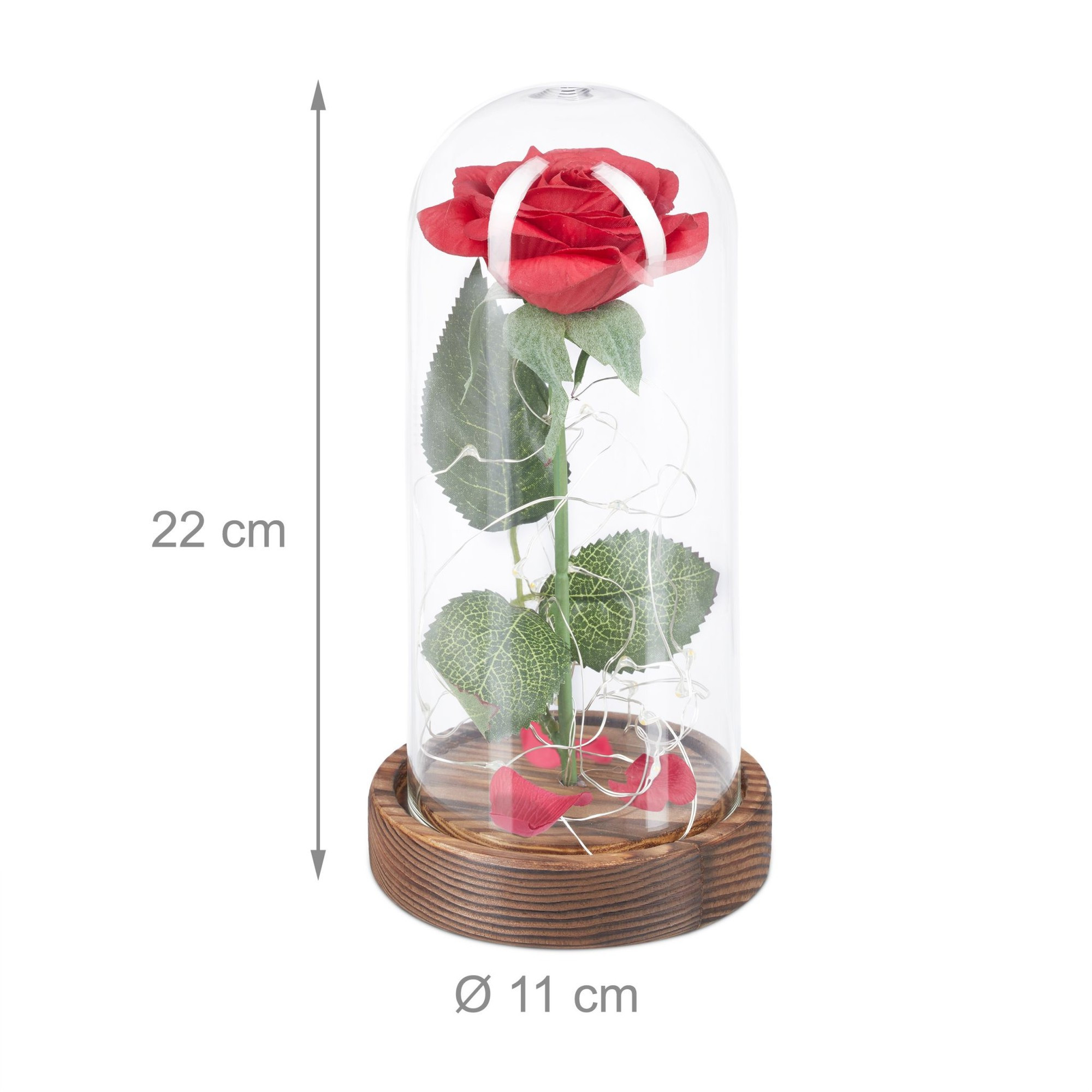 Rosa eterna en copa con vela