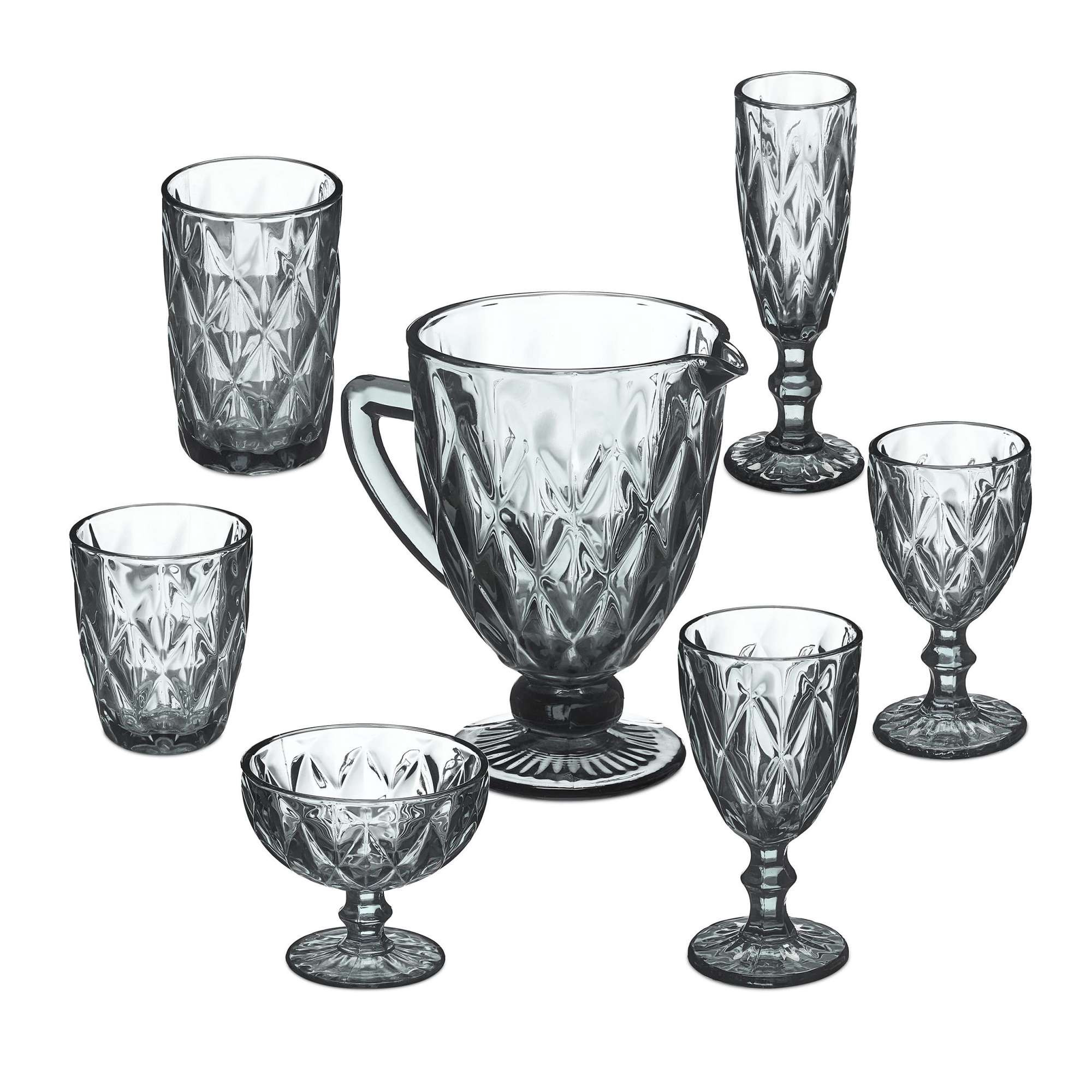 Set di 7 bicchieri grigi