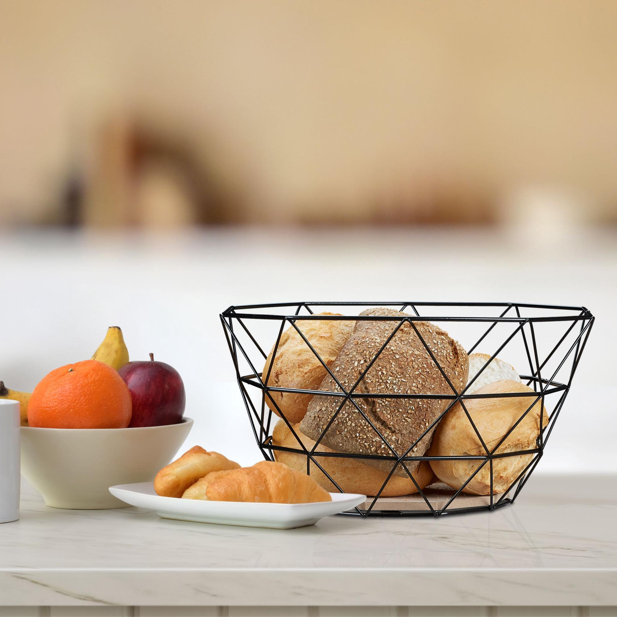 Cesta de frutas com design de treliça
