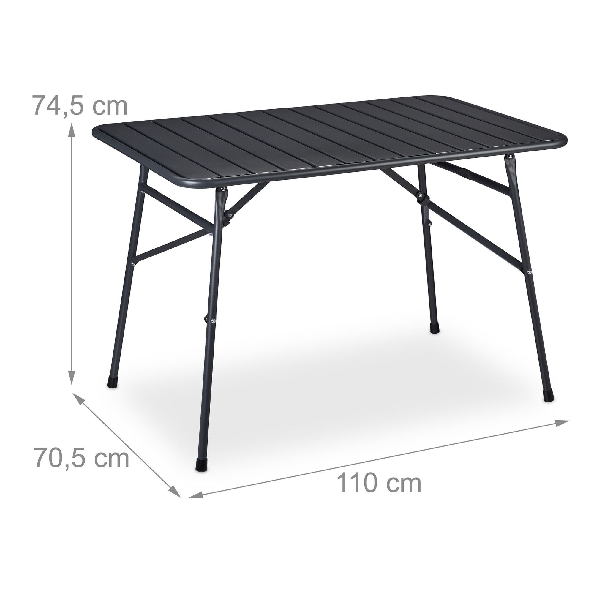 Folding dining table in steel, outside