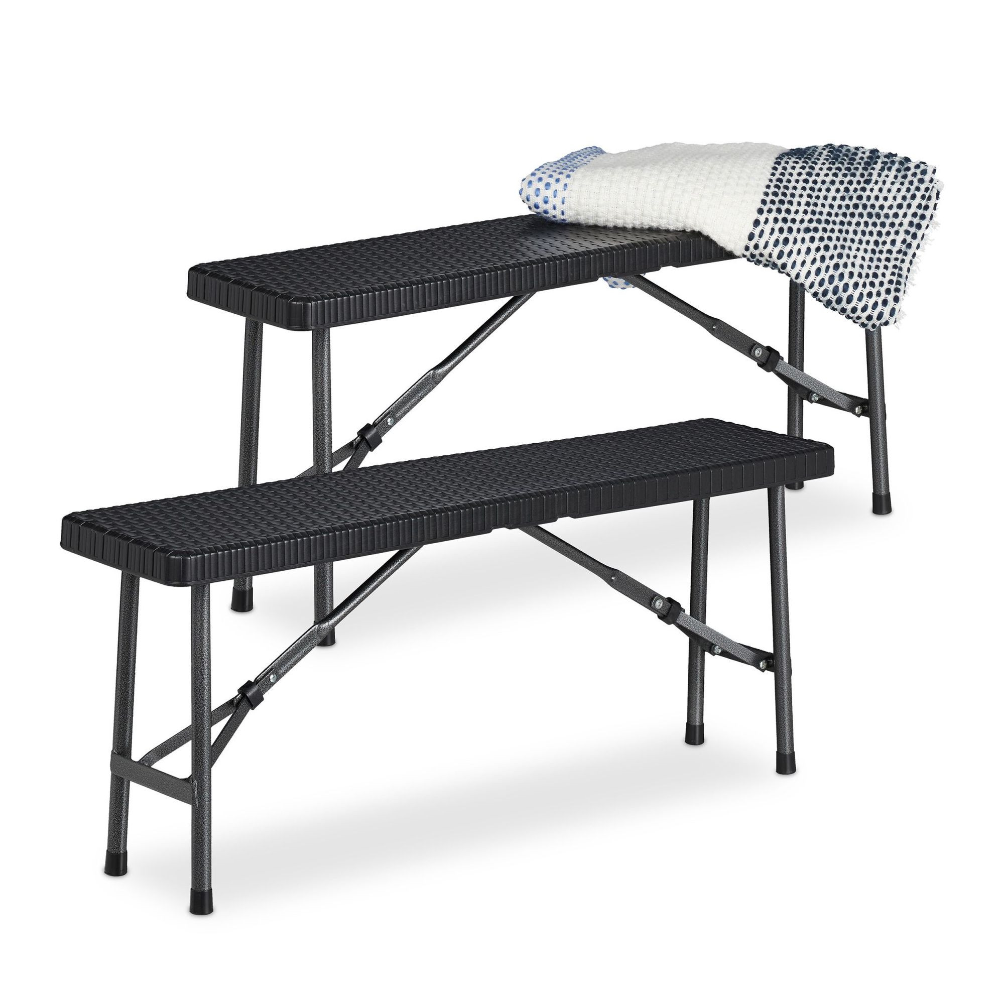 Ensemble de 2 bancs à bière noirs