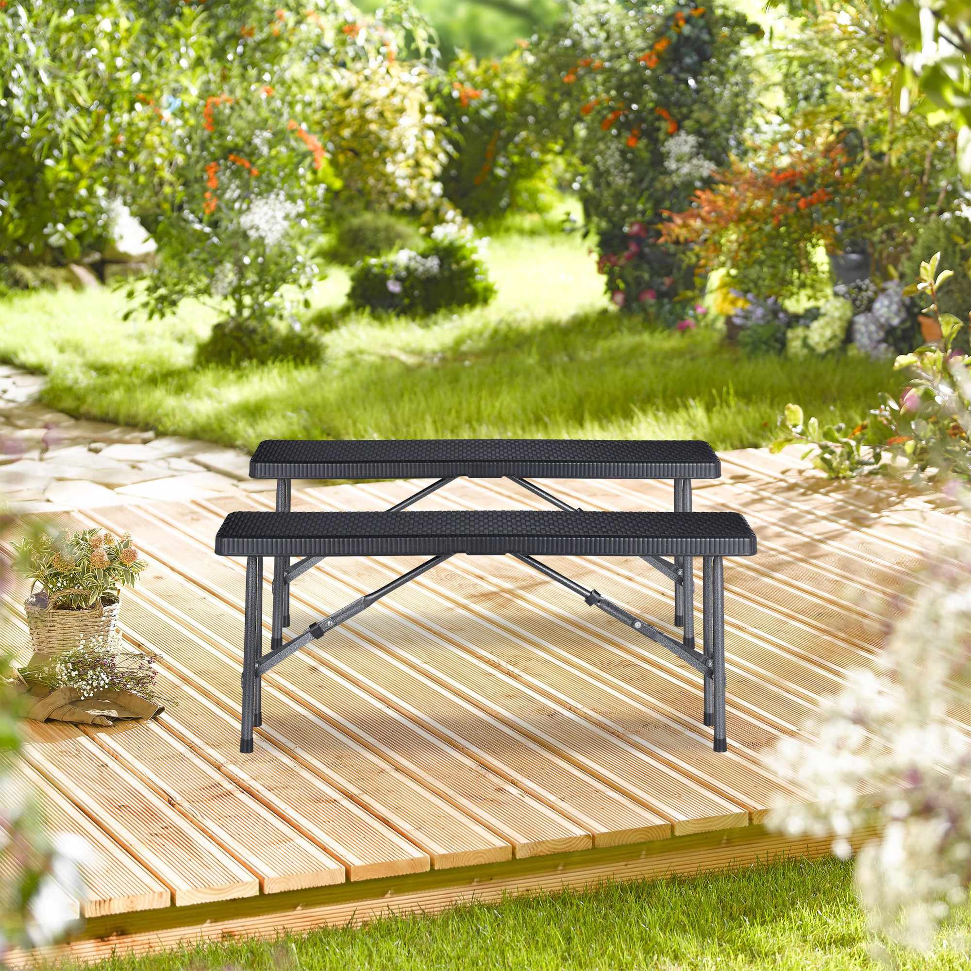 Ensemble de 2 bancs à bière noirs
