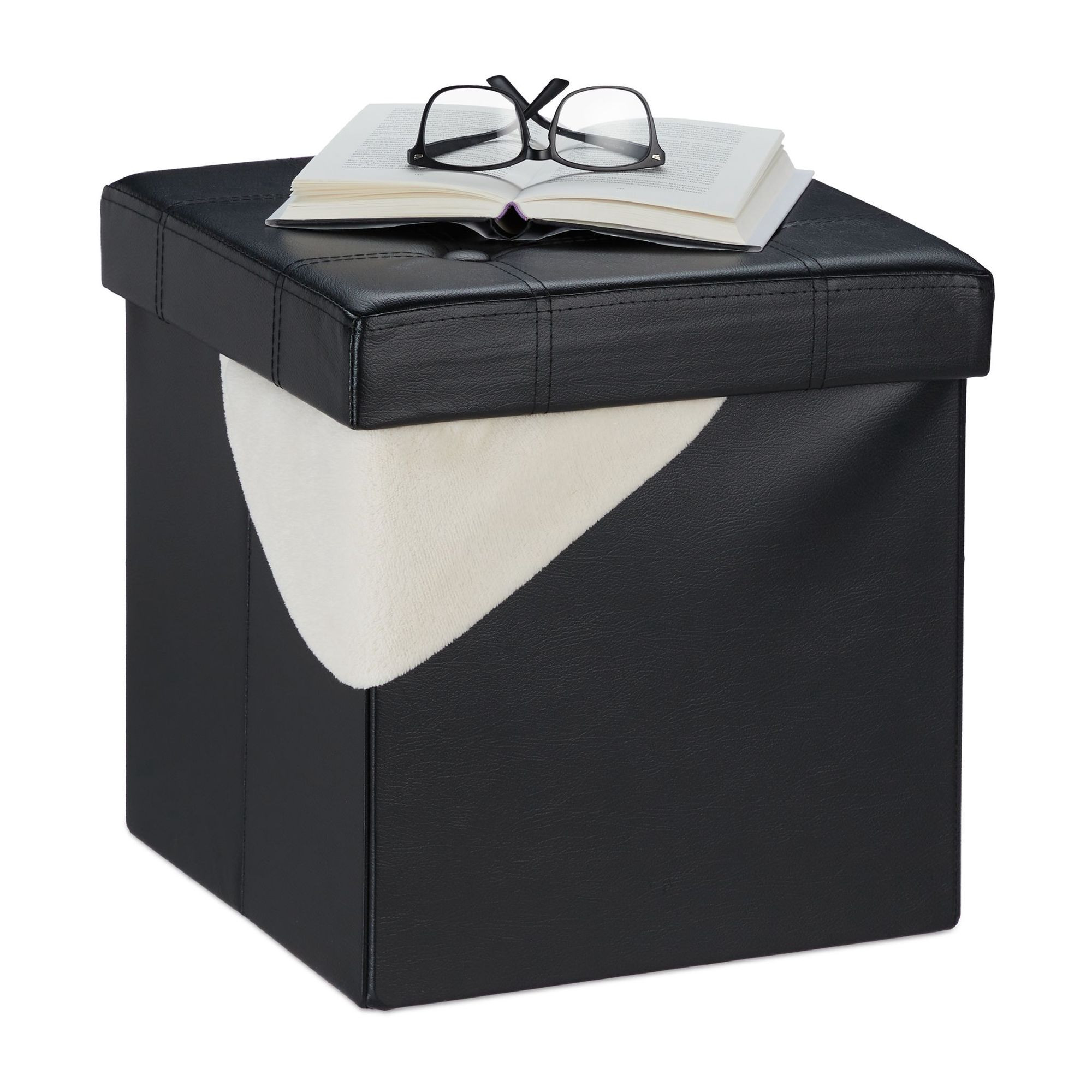Stool in artificial leather with storage space