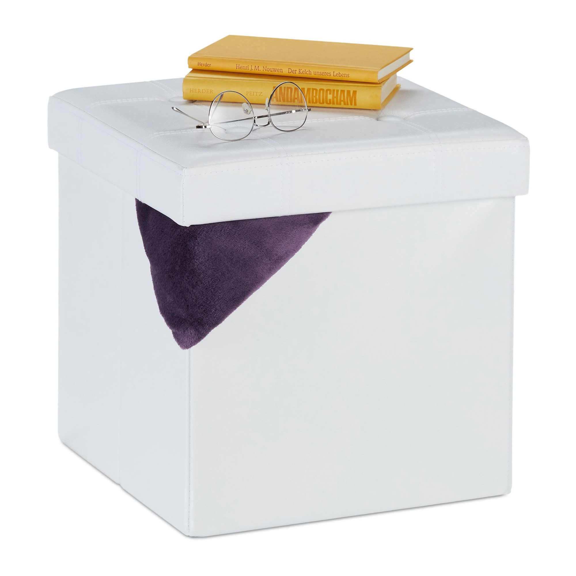 Stool in artificial leather with storage space