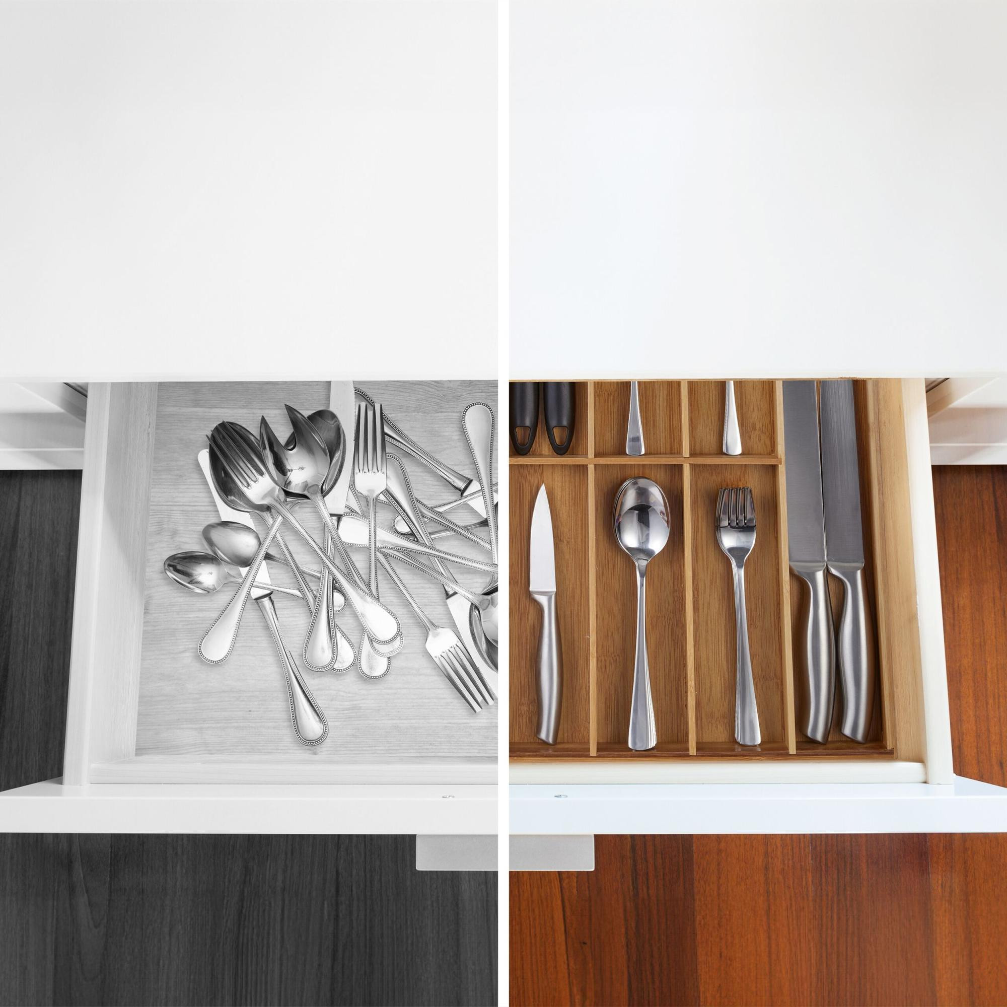 Bandeja para talheres em bambu 7 compartimentos