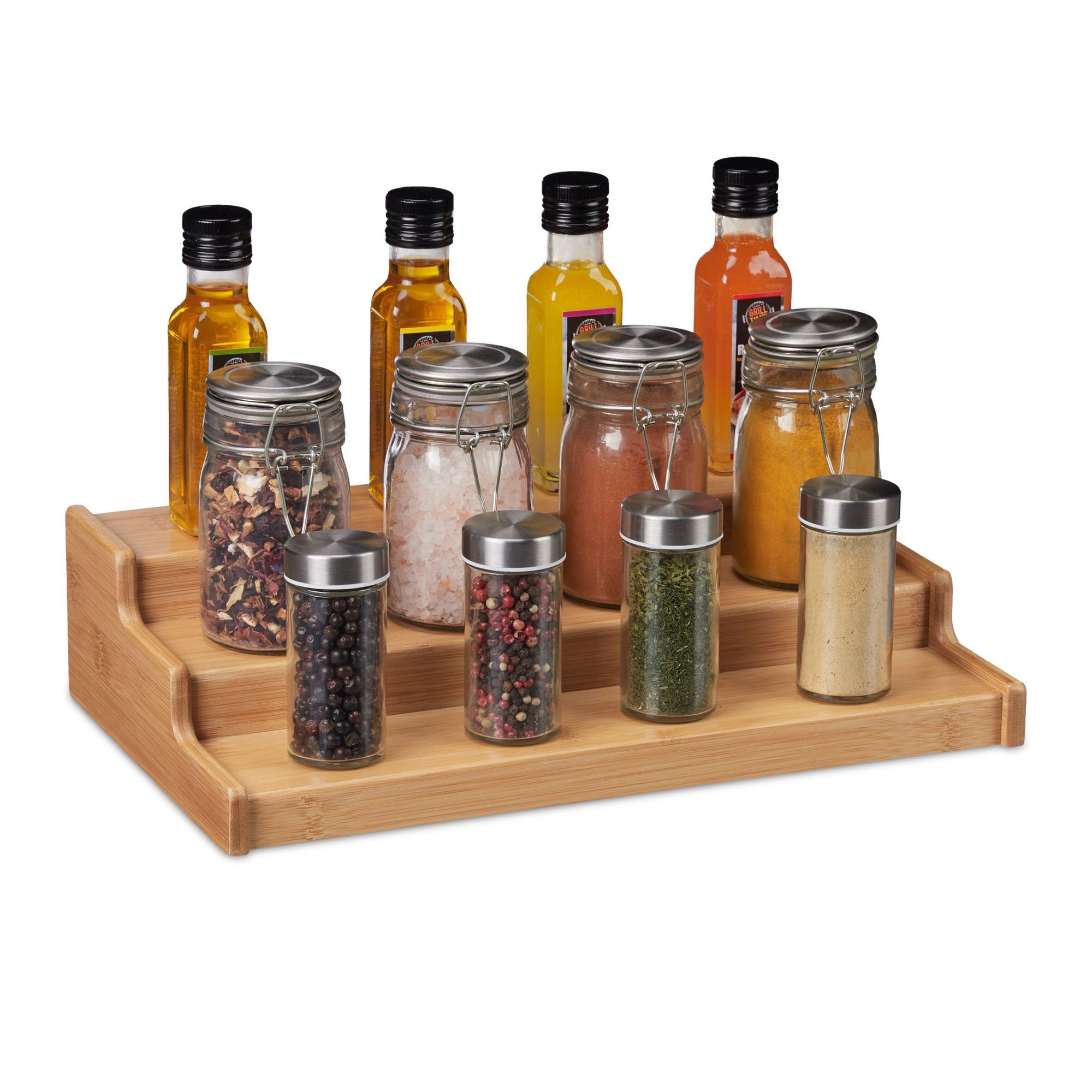 Suporte para temperos de bambu