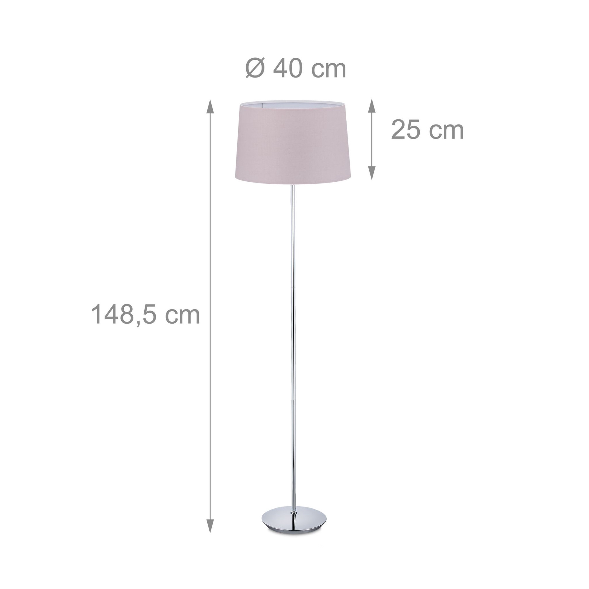 Luminária de chão com cúpula de tecido