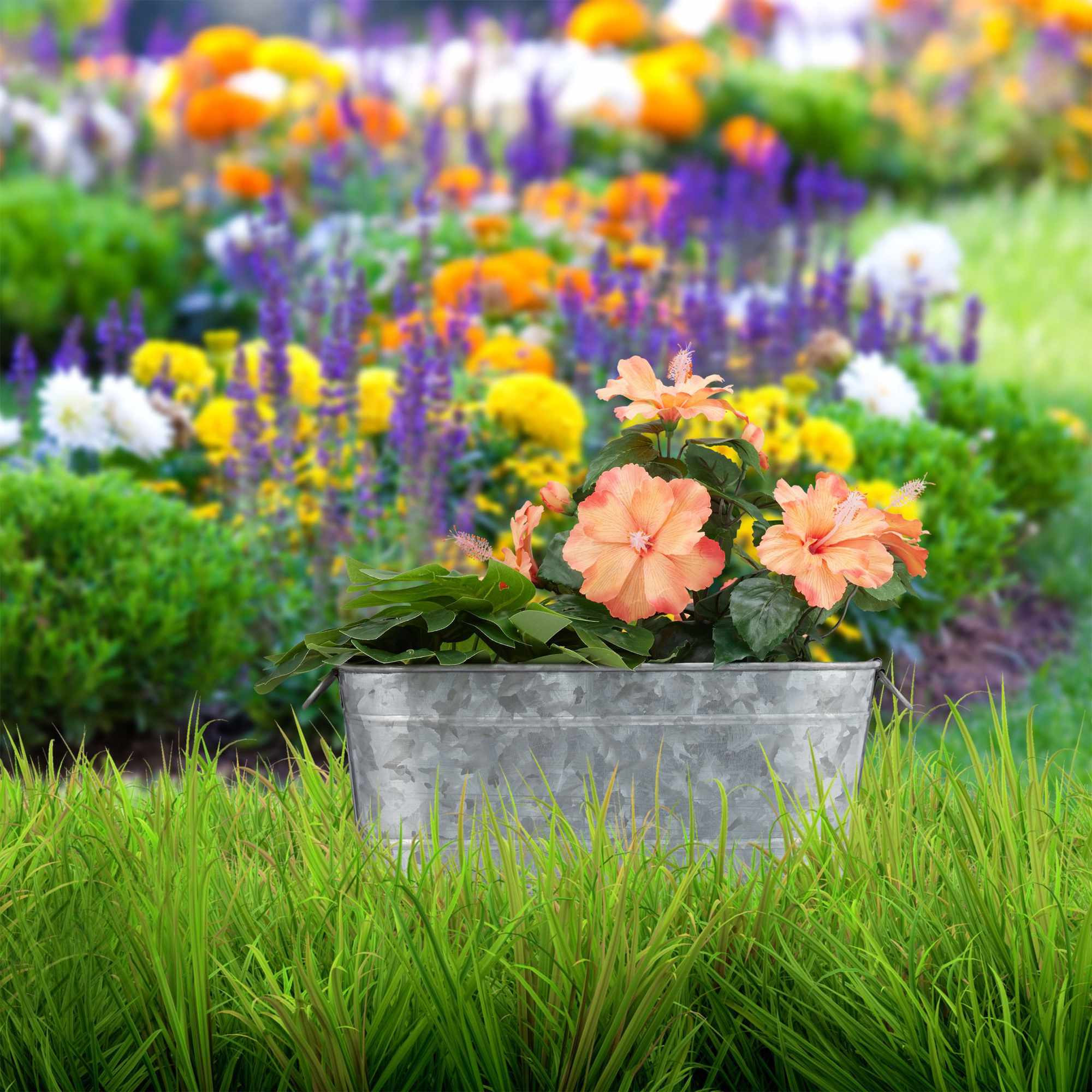 Caja de flores de metal