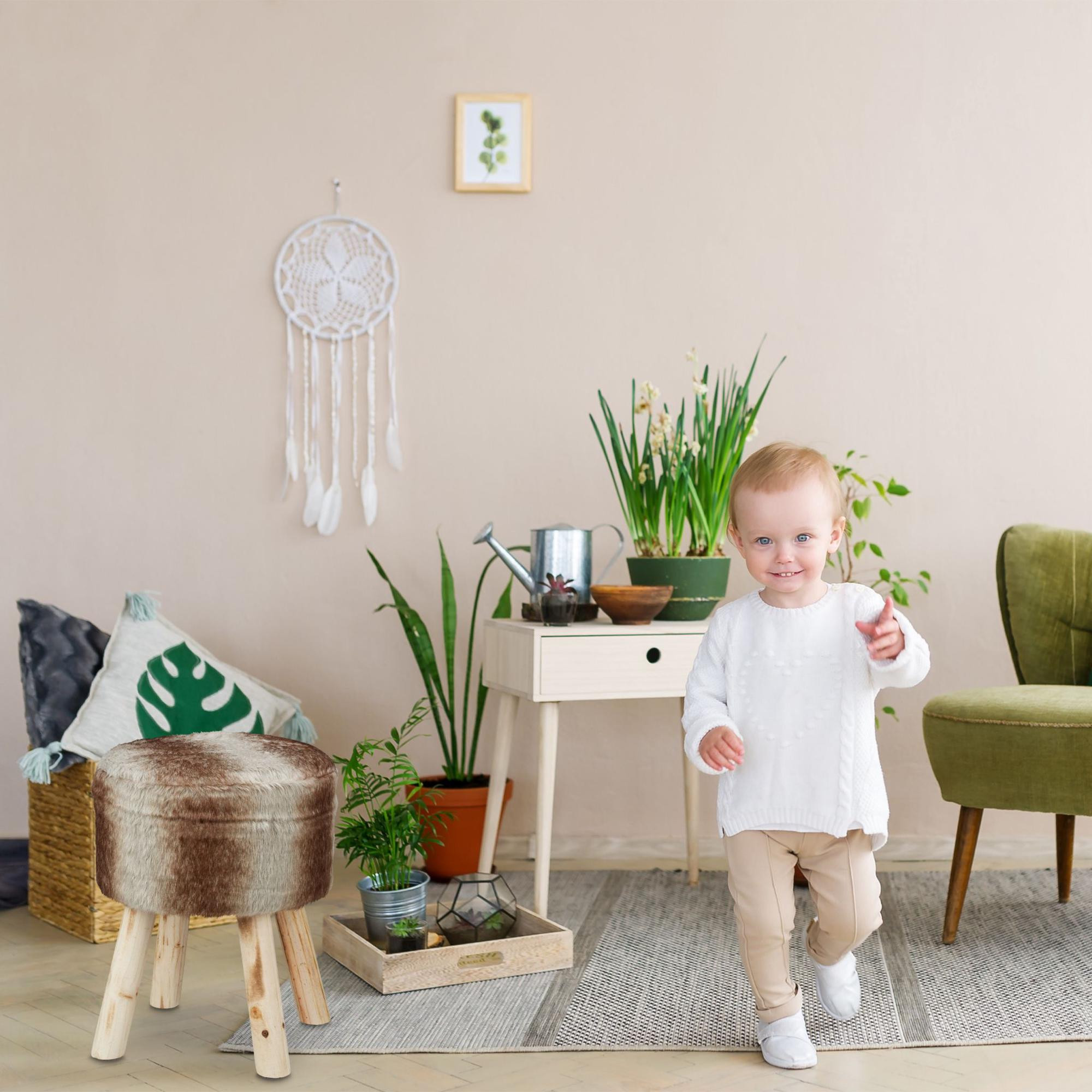 Tabouret en fourrure rond