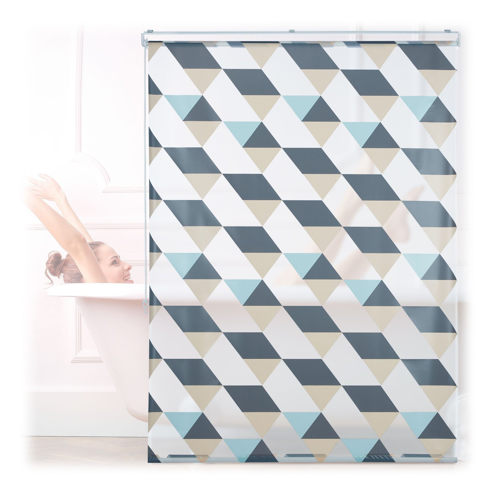Duschrollo mit geometrischem Design