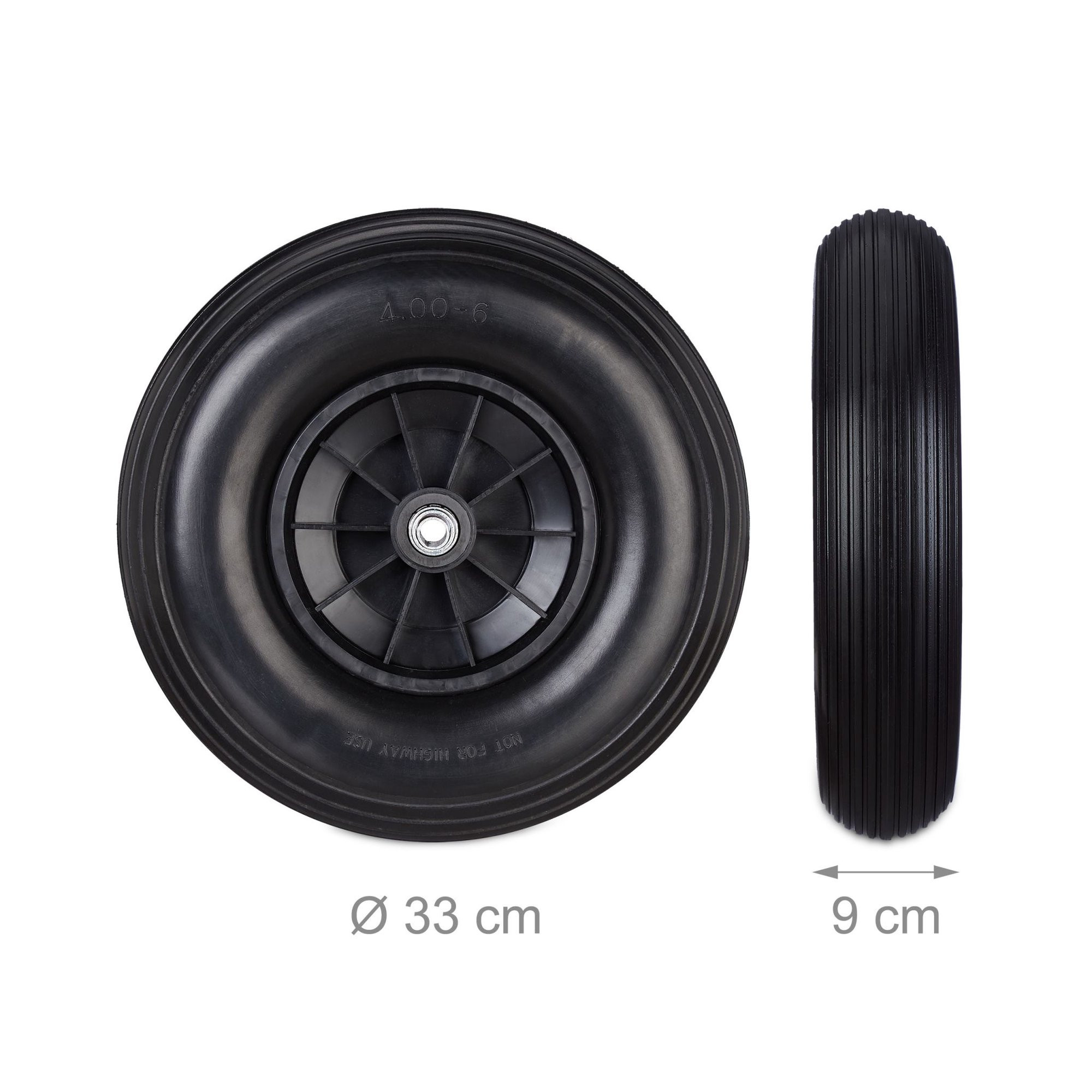Wheel for wheelbarrow solid rubber 4.00-6