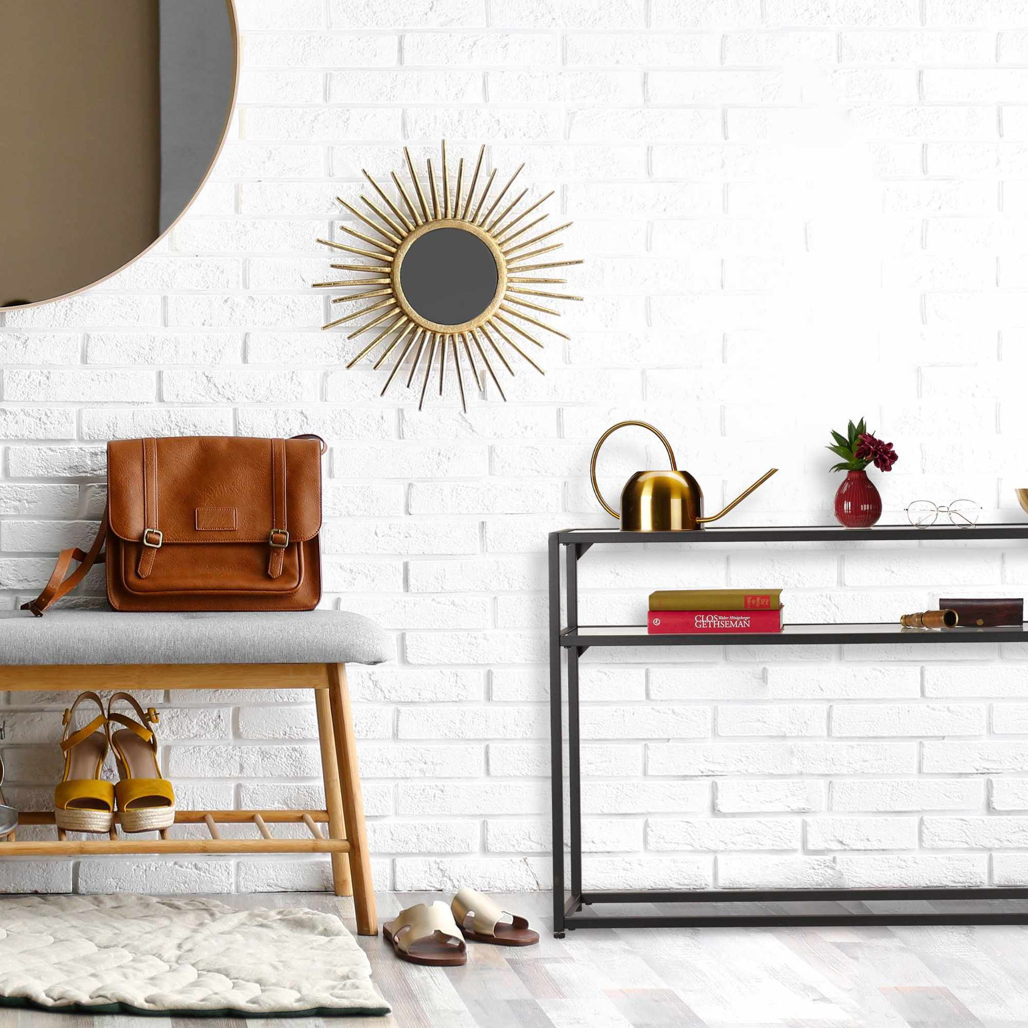 Consoletafel met glazen plank