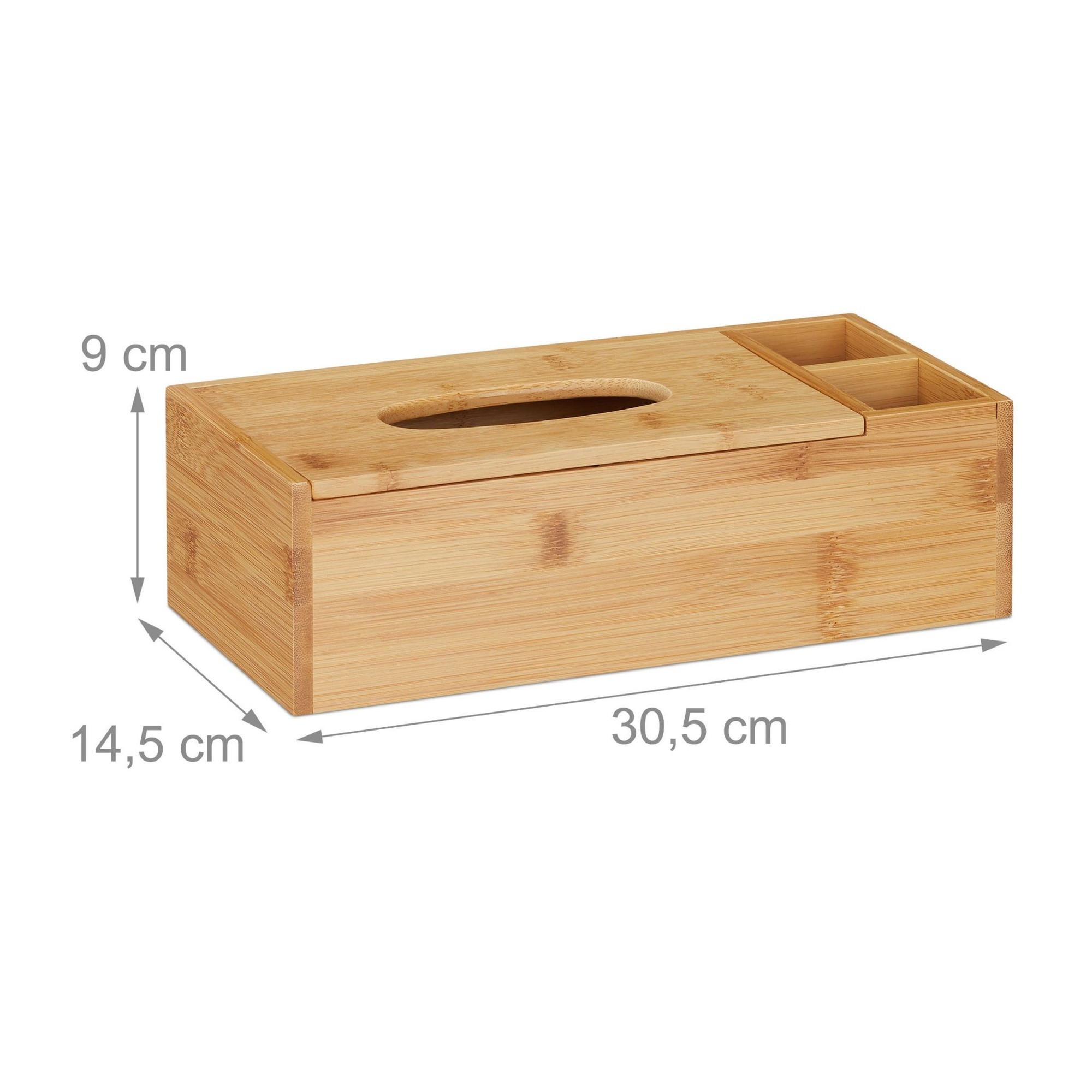 Dispensador de panos de bambu com 2 compartimentos