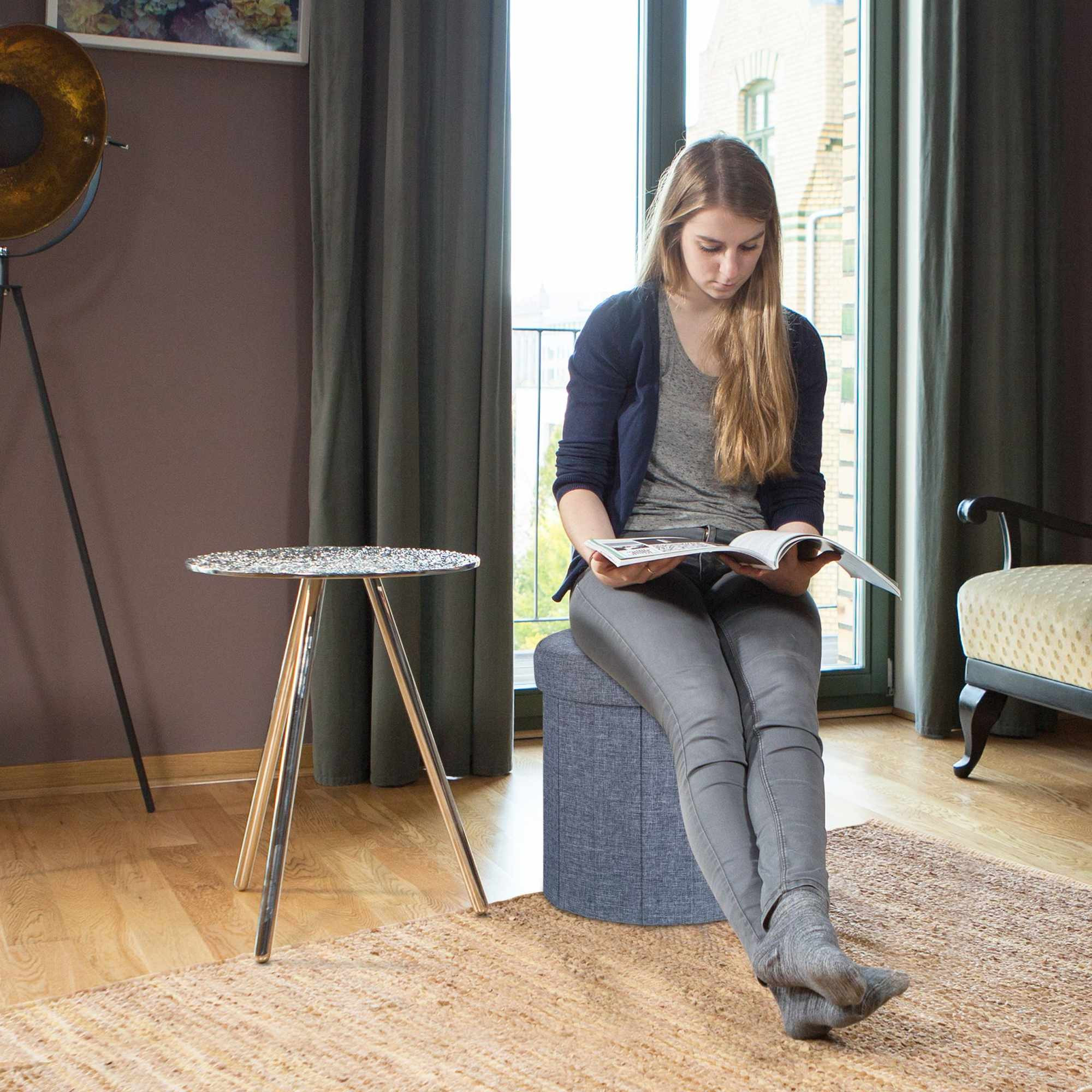 Hocker mit Stauraum Größe L rund