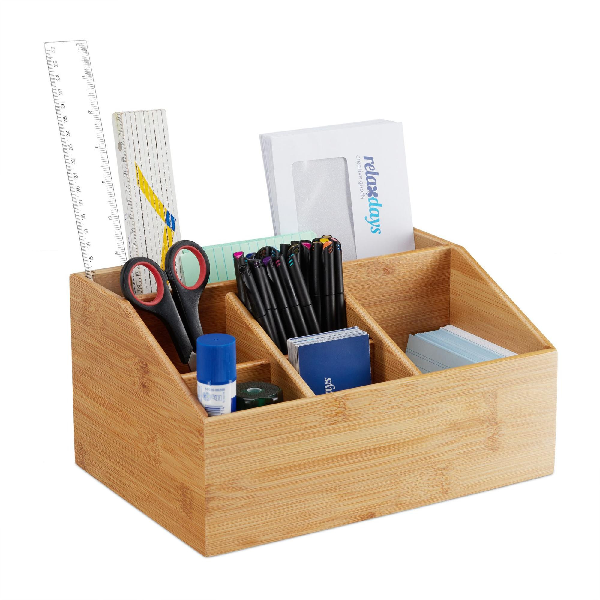 Table de rangement en bambou avec 6 compartiments